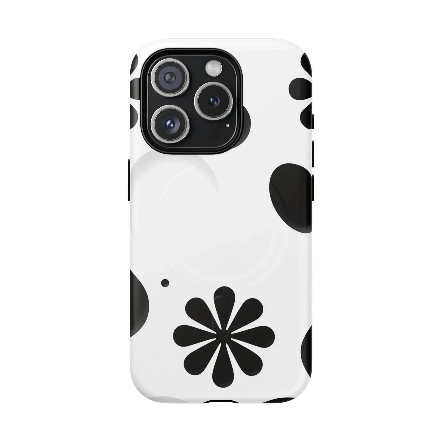 Elegant Black Floral Magnetic Phone Case for iPhone 14-16 Models - KarArmDesign