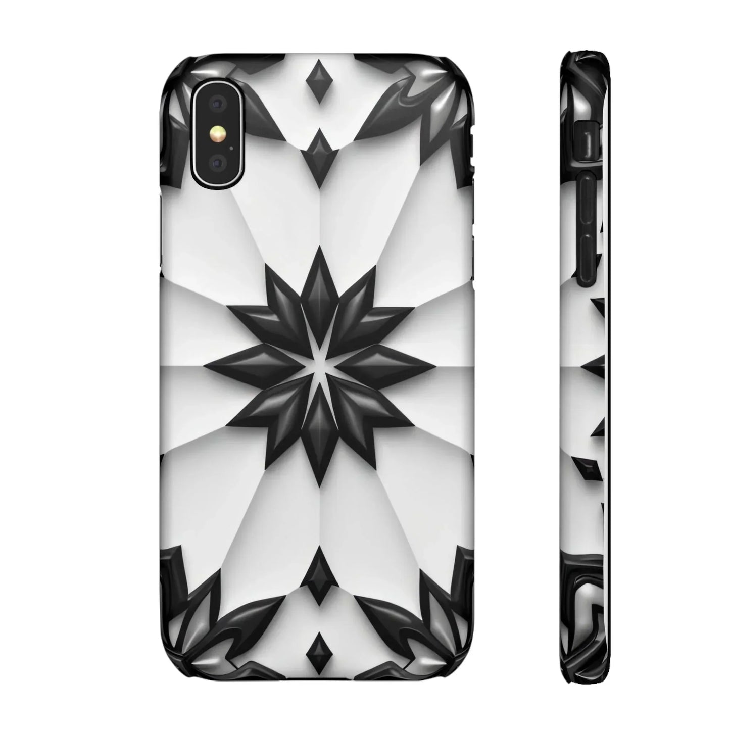 Black and White Geometric Floral Phone Case for iPhone and Samsung Galaxy - KarArmDesign