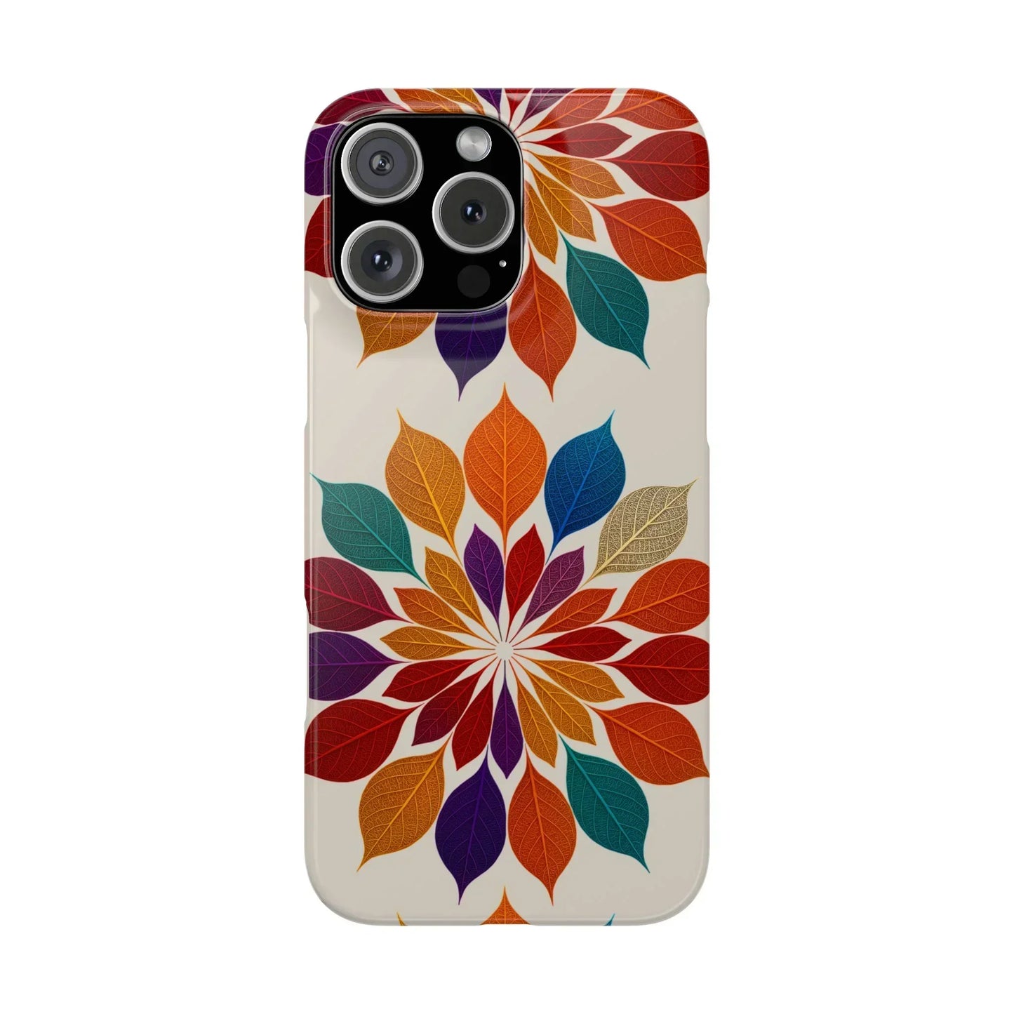 Leaf Mandala Botanical Burst Design Slim Phone Case for iPhone 7-16 Models - KarArmDesign