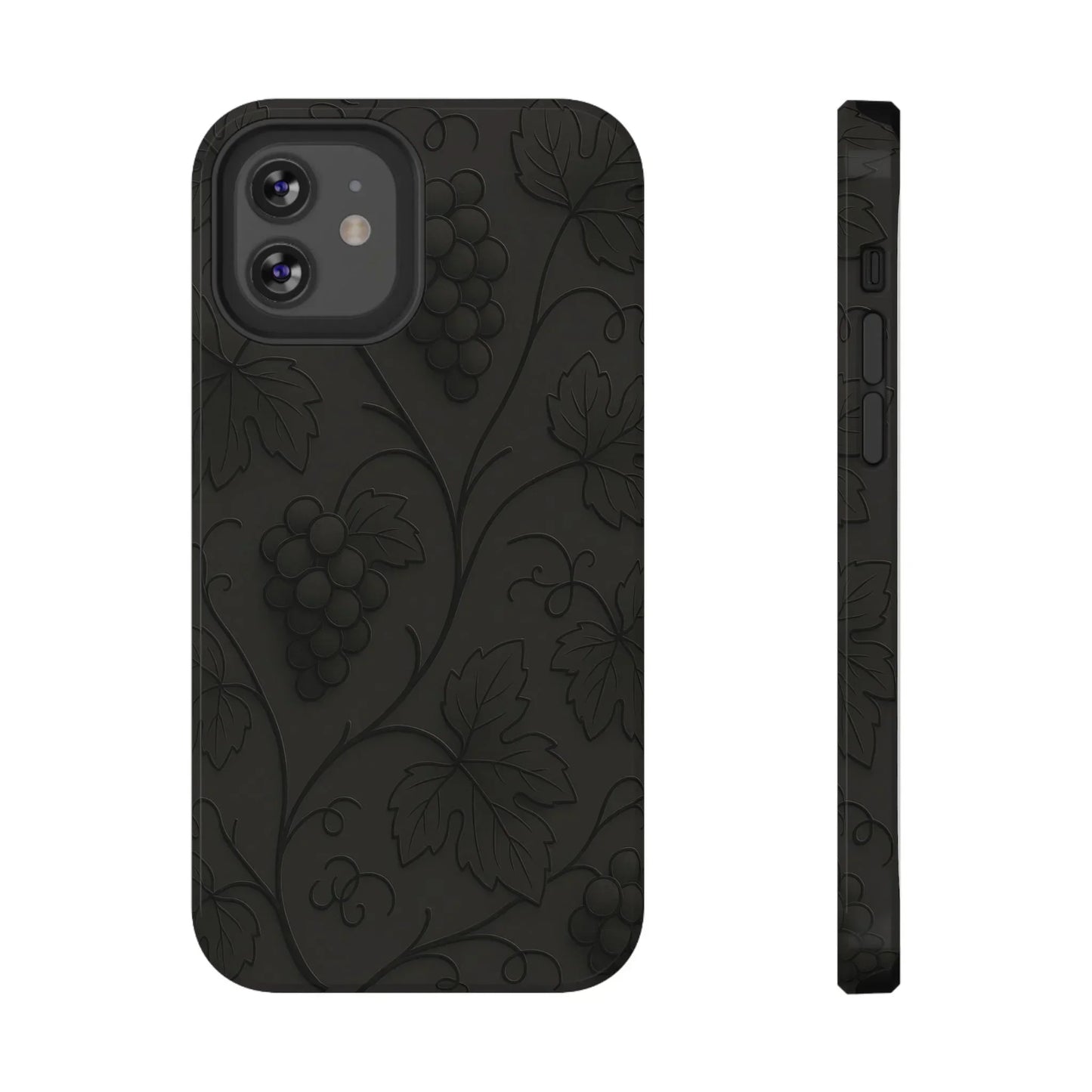 Elegant Embossed Grape Leaf Black Phone Case for iPhone and Galaxy - KarArmDesign