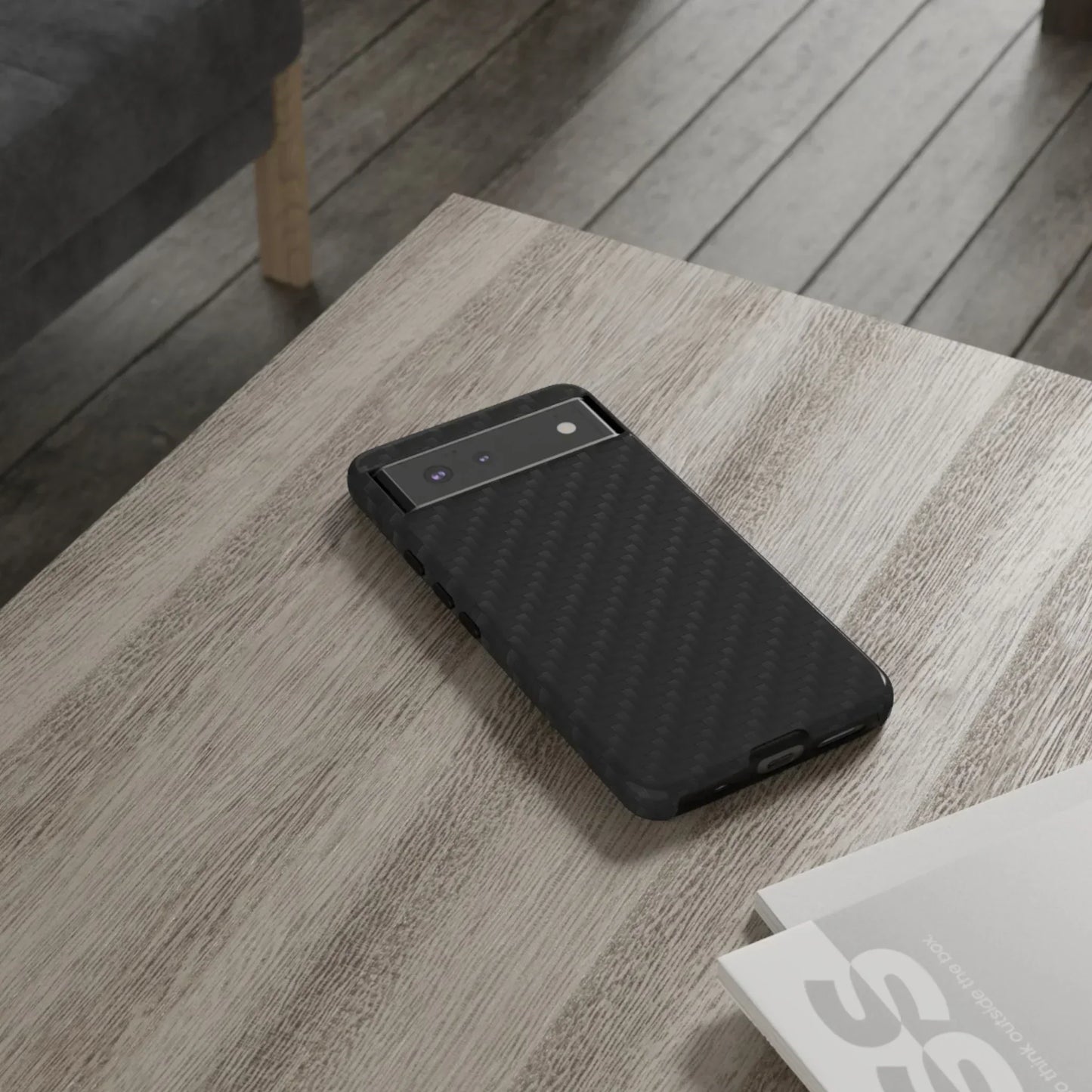 Black Carbon Phone Case Tough Case for iPhone 8-16 and Google Pixel up to 9 Models - KarArmDesign