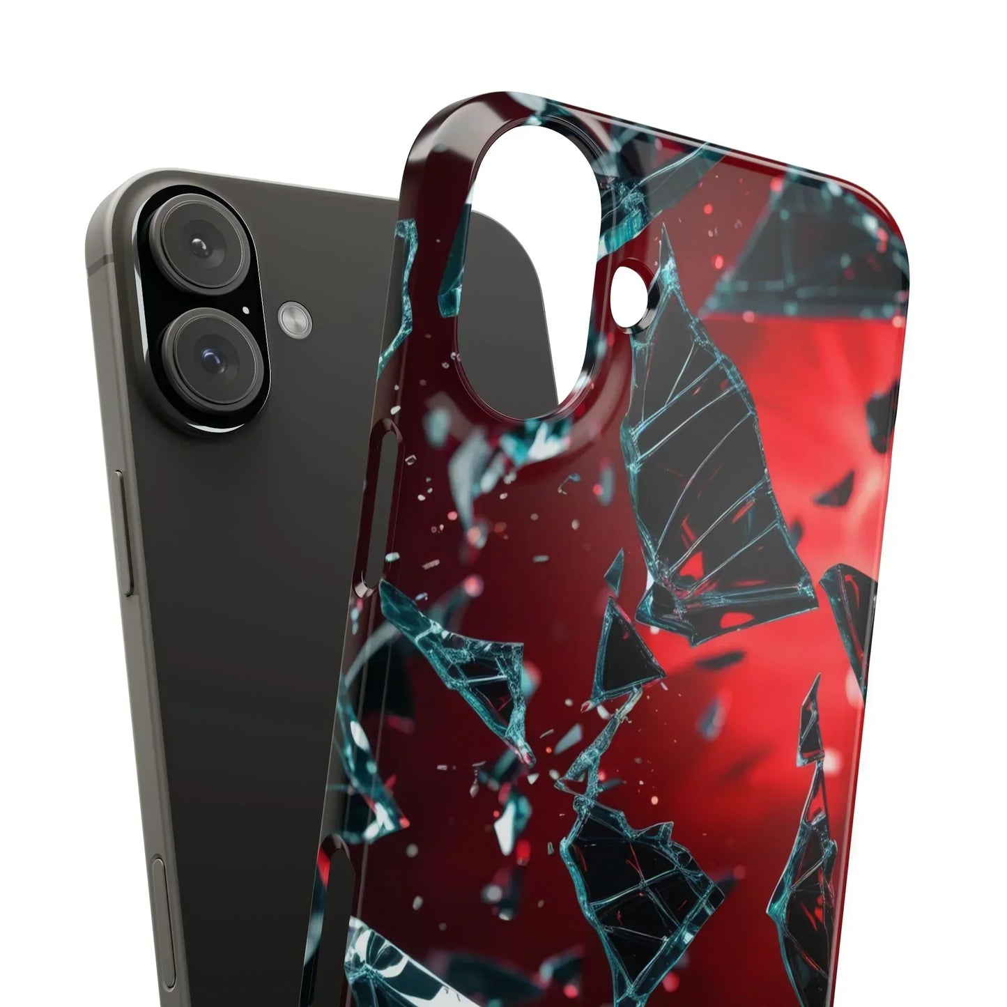 "Crimson Impact" Realistic Glass Shard Snap Phone Case for iPhone 7-16 and Samsung Galaxy S10-S24 Models - KarArmDesign