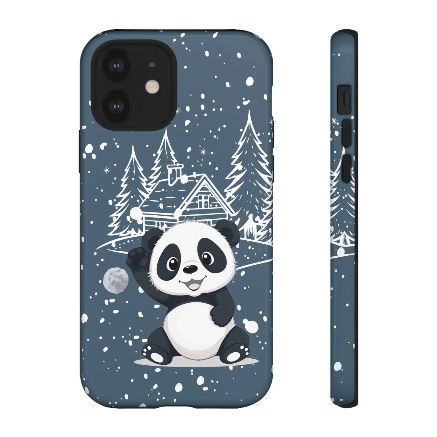 Cute Panda in a Winter Wonderland Phone Case for iPhone 8-16 Models - KarArmDesign