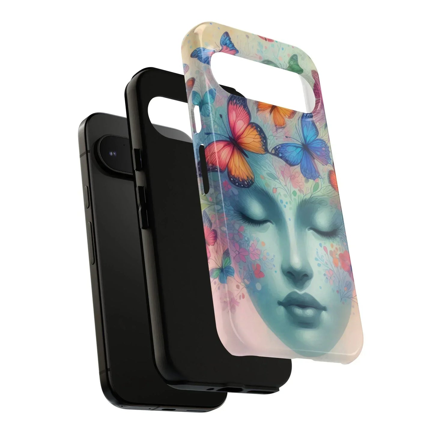 Butterfly Bloom Dreamy Woman Phone Case for Galaxy and Pixel - KarArmDesign
