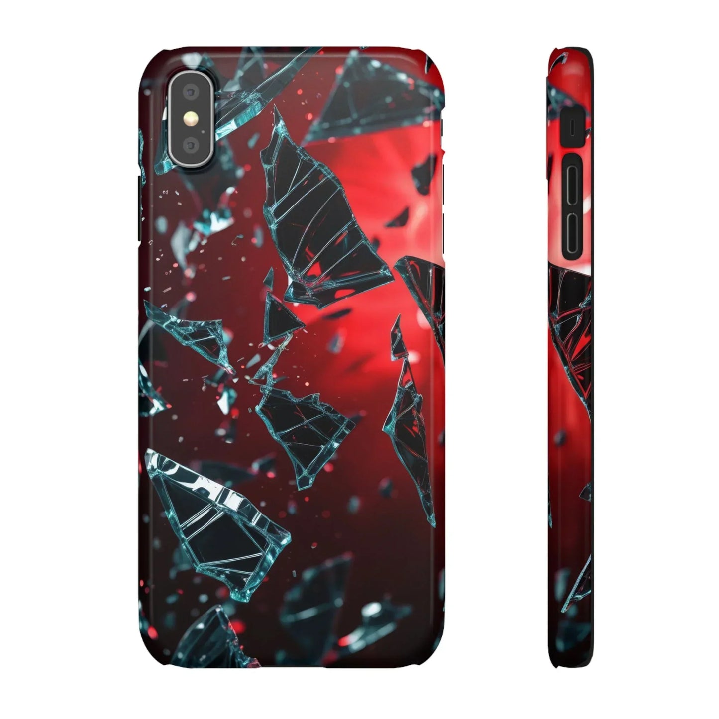 "Crimson Impact" Realistic Glass Shard Snap Phone Case for iPhone 7-16 and Samsung Galaxy S10-S24 Models - KarArmDesign