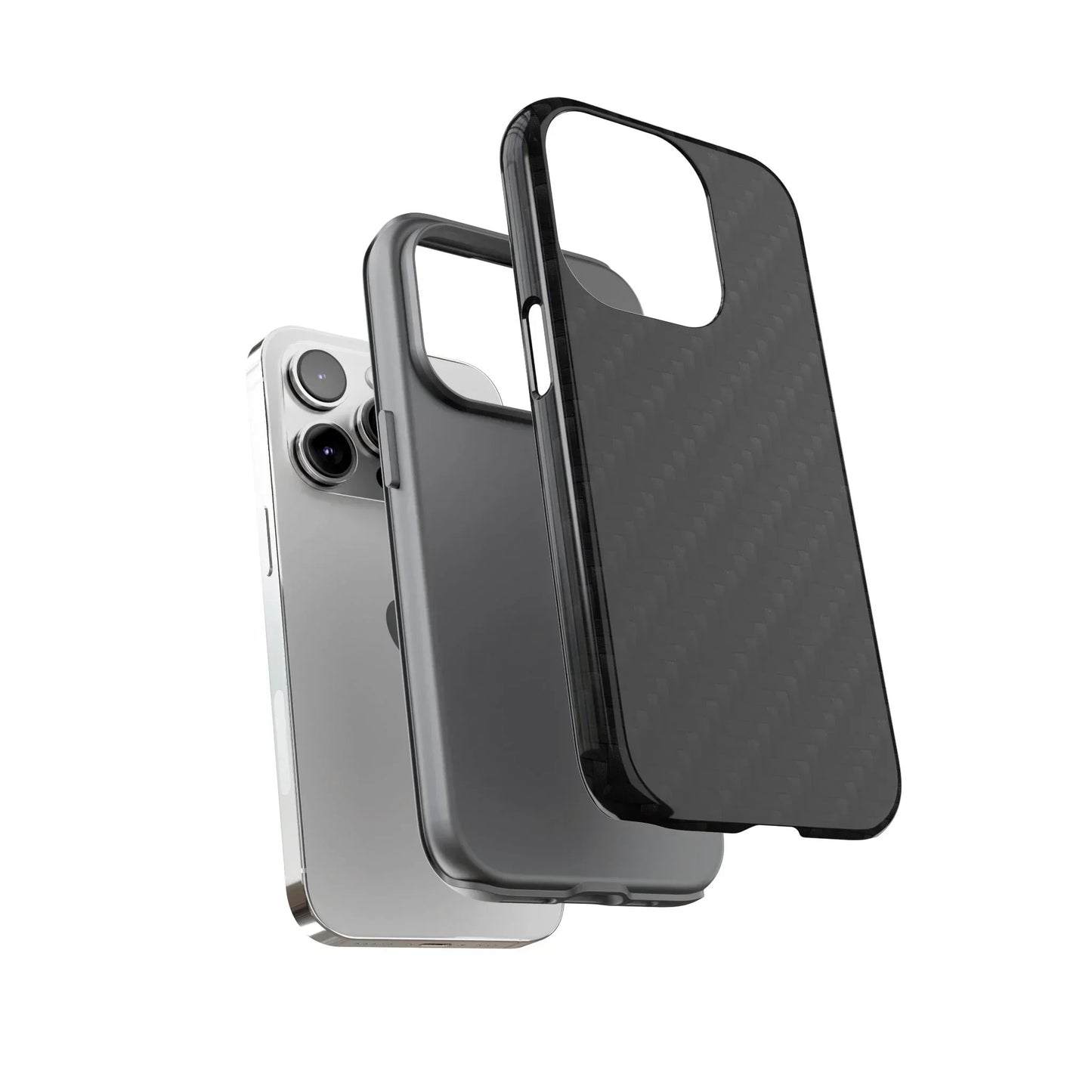 Black Carbon Phone Case Tough Case for iPhone 8-16 and Google Pixel up to 9 Models - KarArmDesign