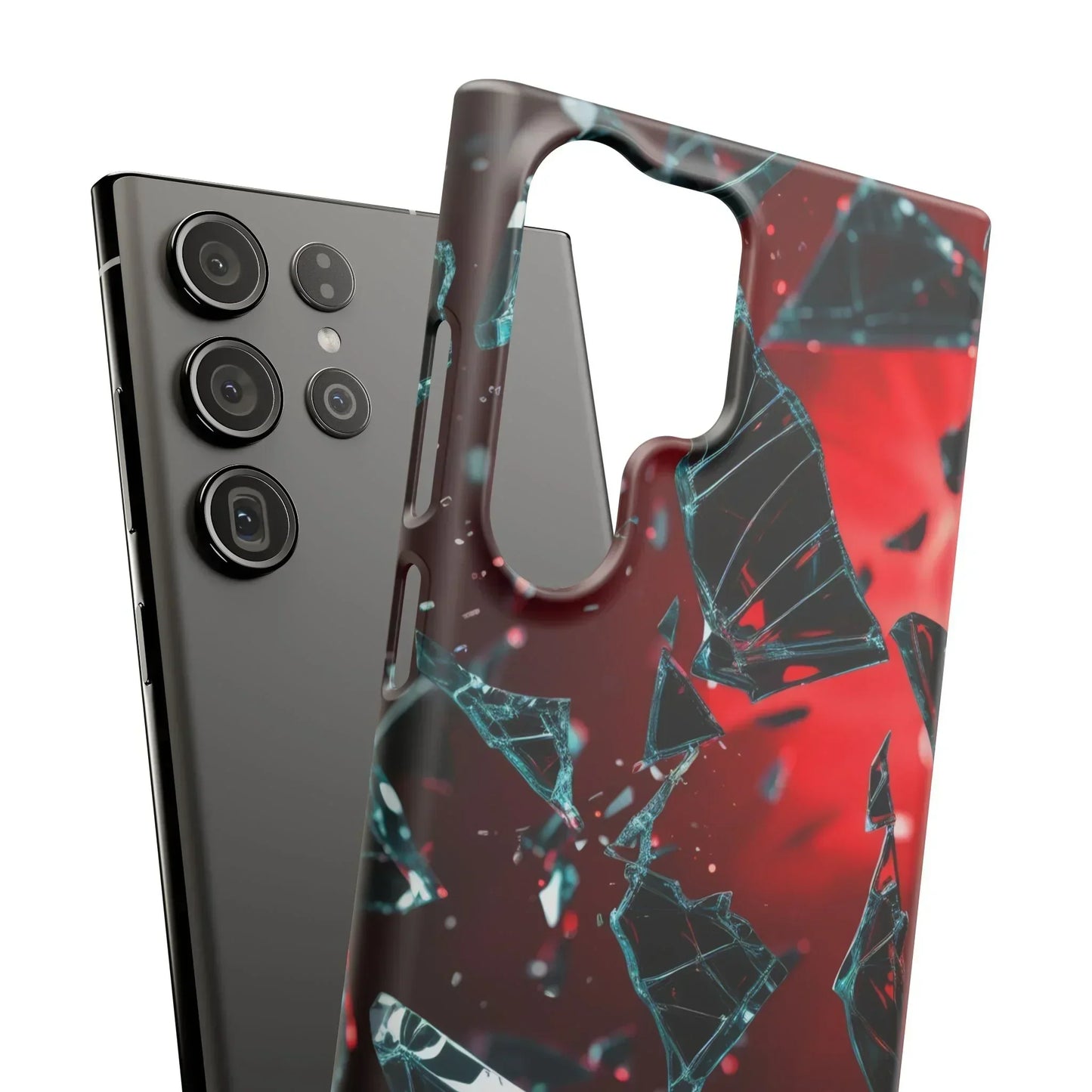 "Crimson Impact" Realistic Glass Shard Snap Phone Case for iPhone 7-16 and Samsung Galaxy S10-S24 Models - KarArmDesign