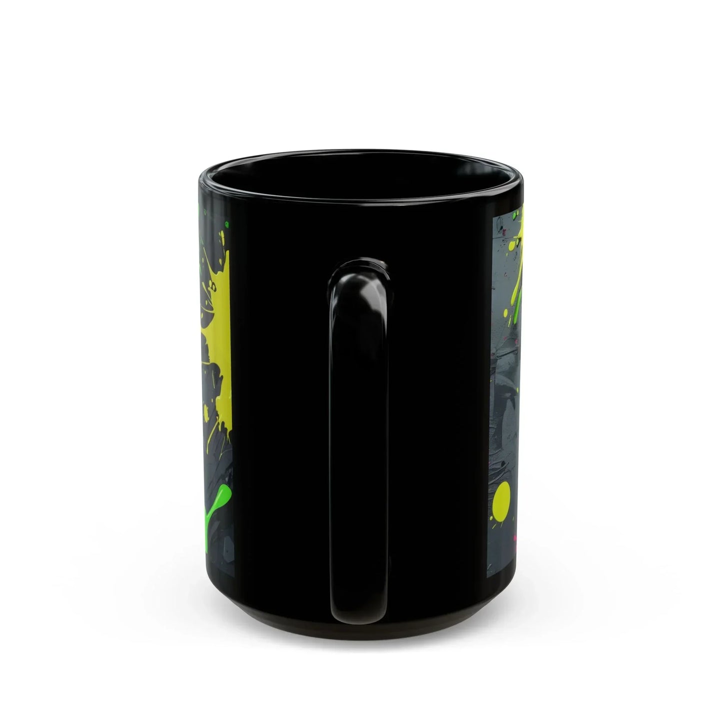 “Create Every Day” Black Mug with Neon Splash Design - KarArmDesign