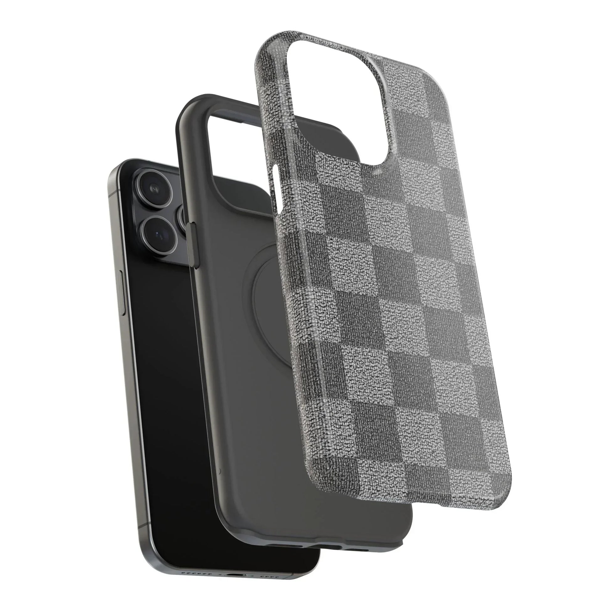 Gray Checkered Phone Case for iPhone 12-16 and Galaxy S21-S22 Models - KarArmDesign