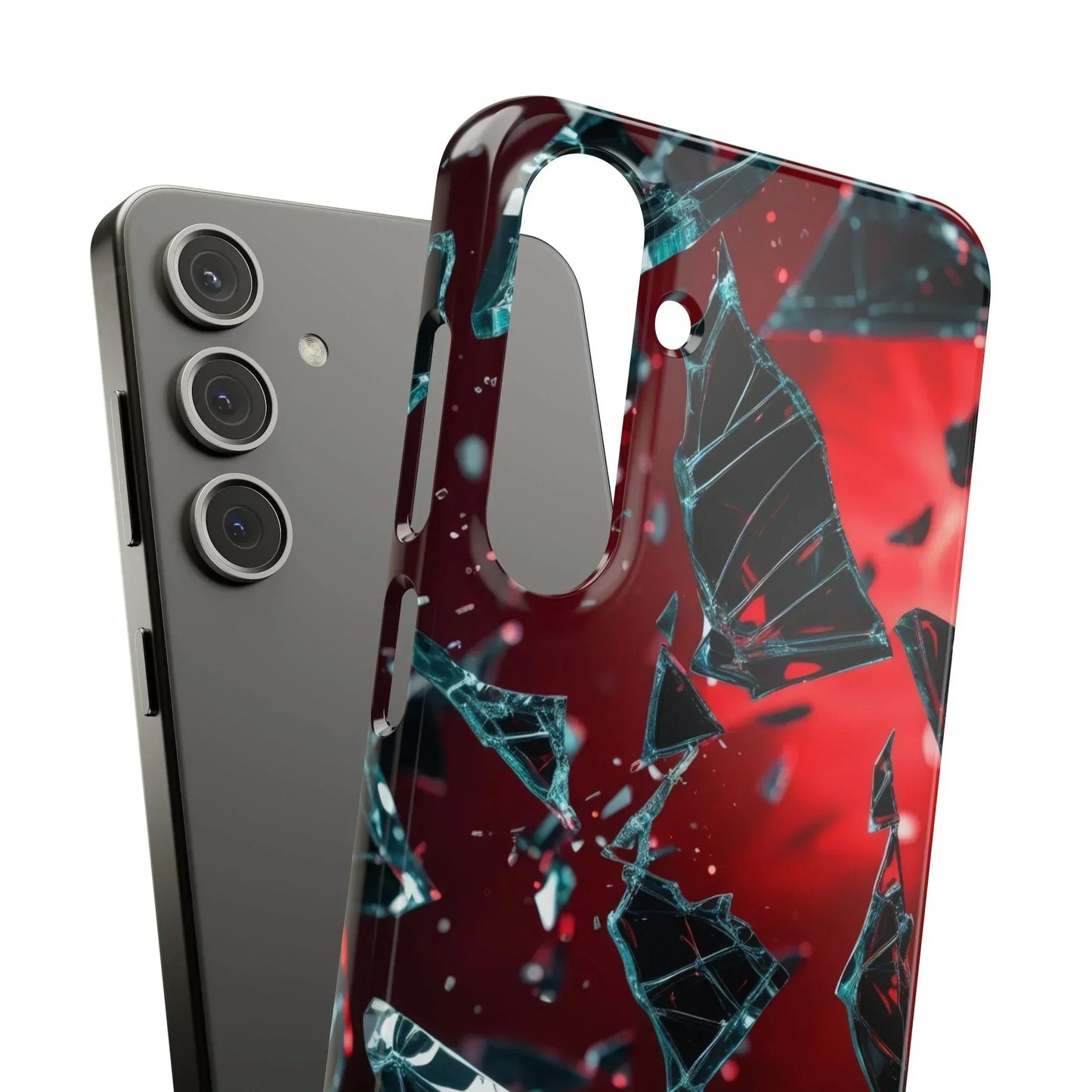 "Crimson Impact" Realistic Glass Shard Snap Phone Case for iPhone 7-16 and Samsung Galaxy S10-S24 Models - KarArmDesign