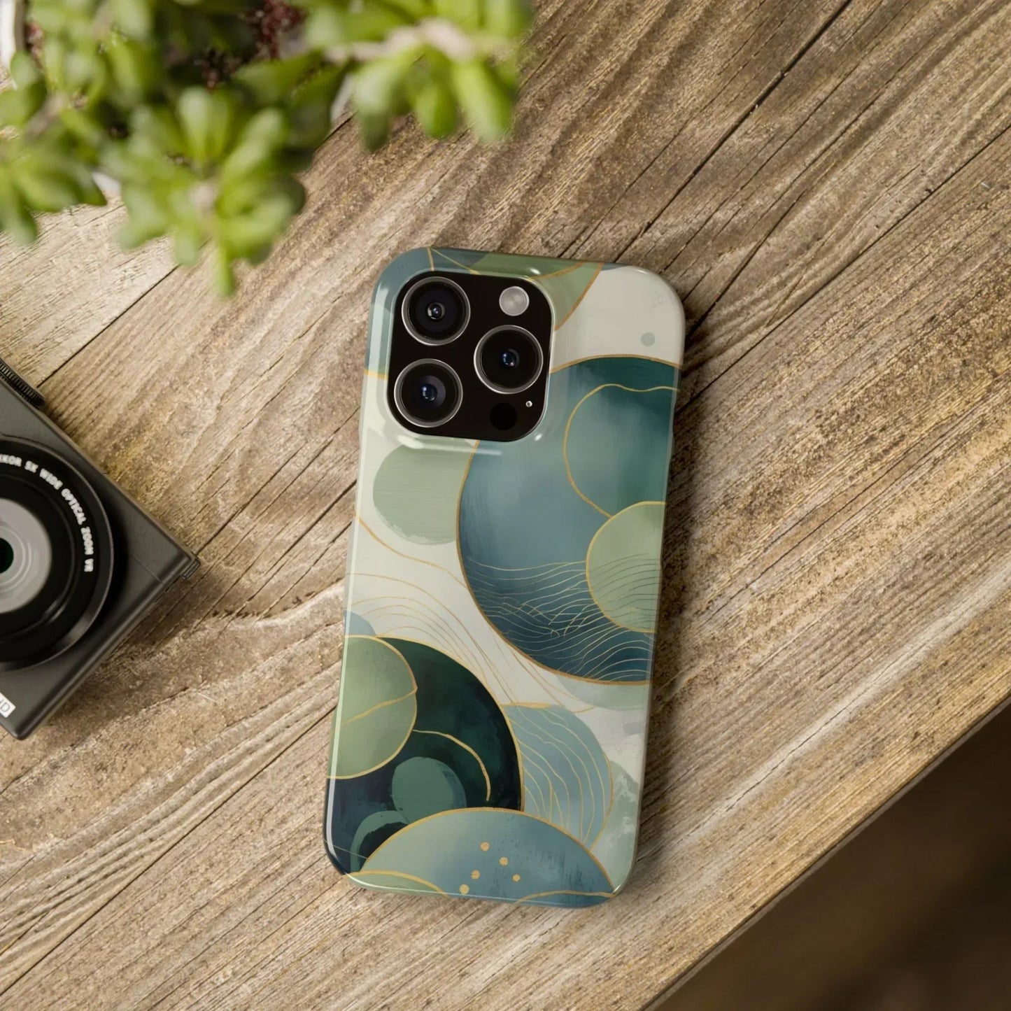 Abstract Teal Slim Phone Case for iPhone 12-16 Models - KarArmDesign