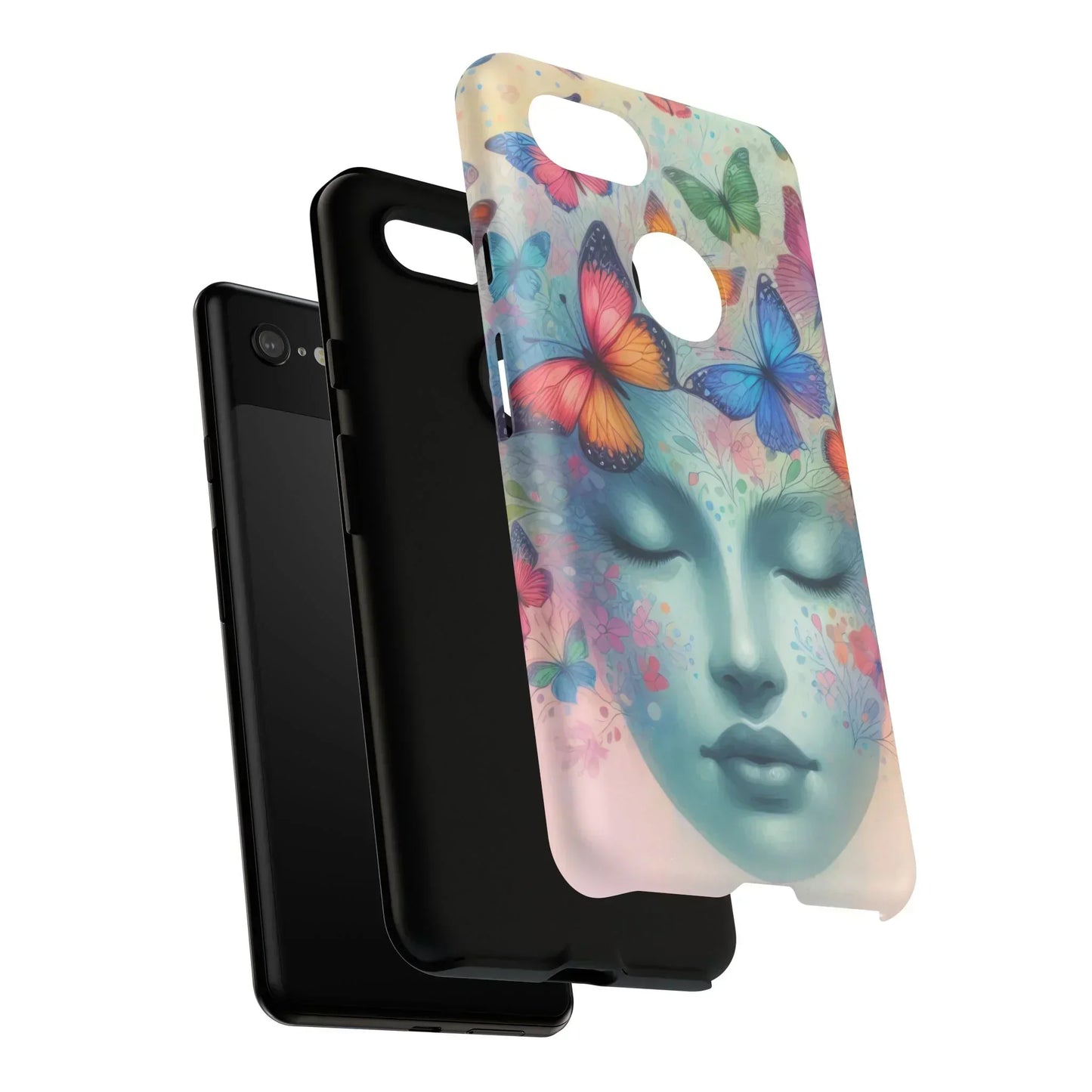 Butterfly Bloom Dreamy Woman Phone Case for Galaxy and Pixel - KarArmDesign
