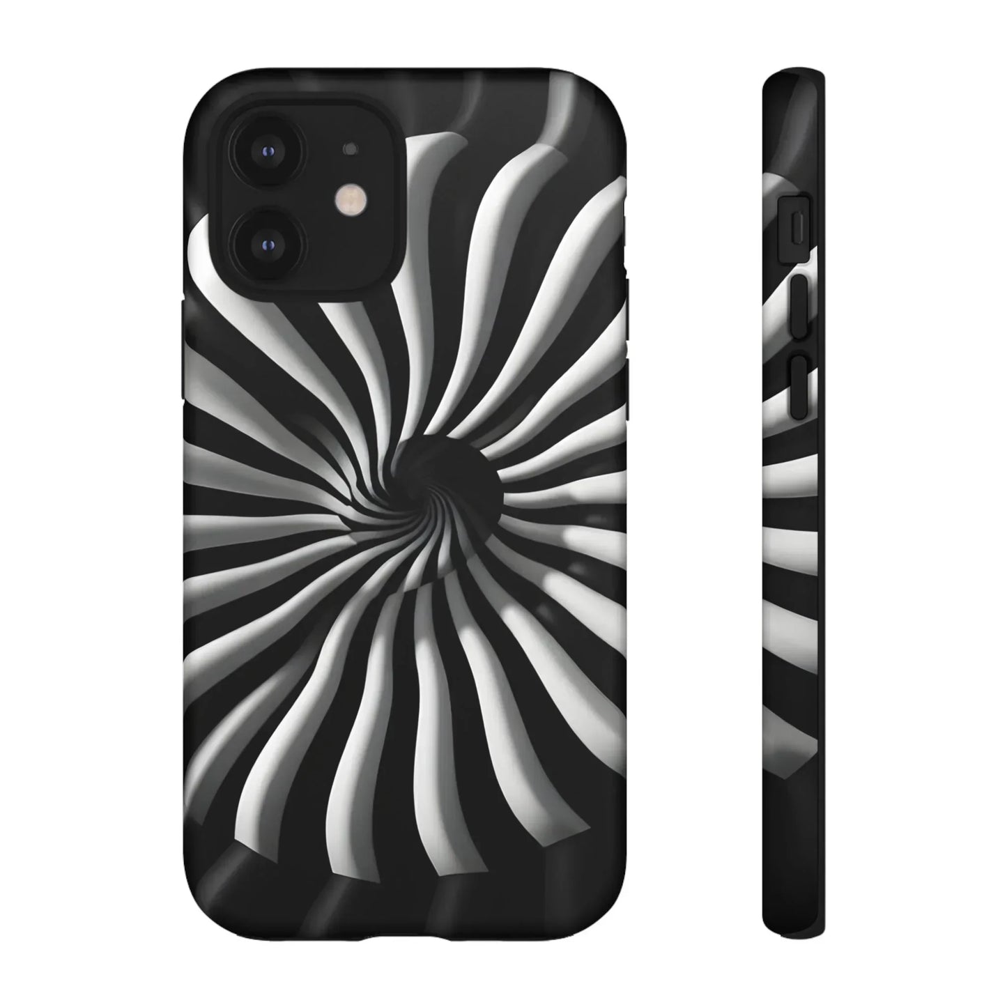 Hypnotic Black and White Spiral Phone Case for iPhone & Galaxy - KarArmDesign