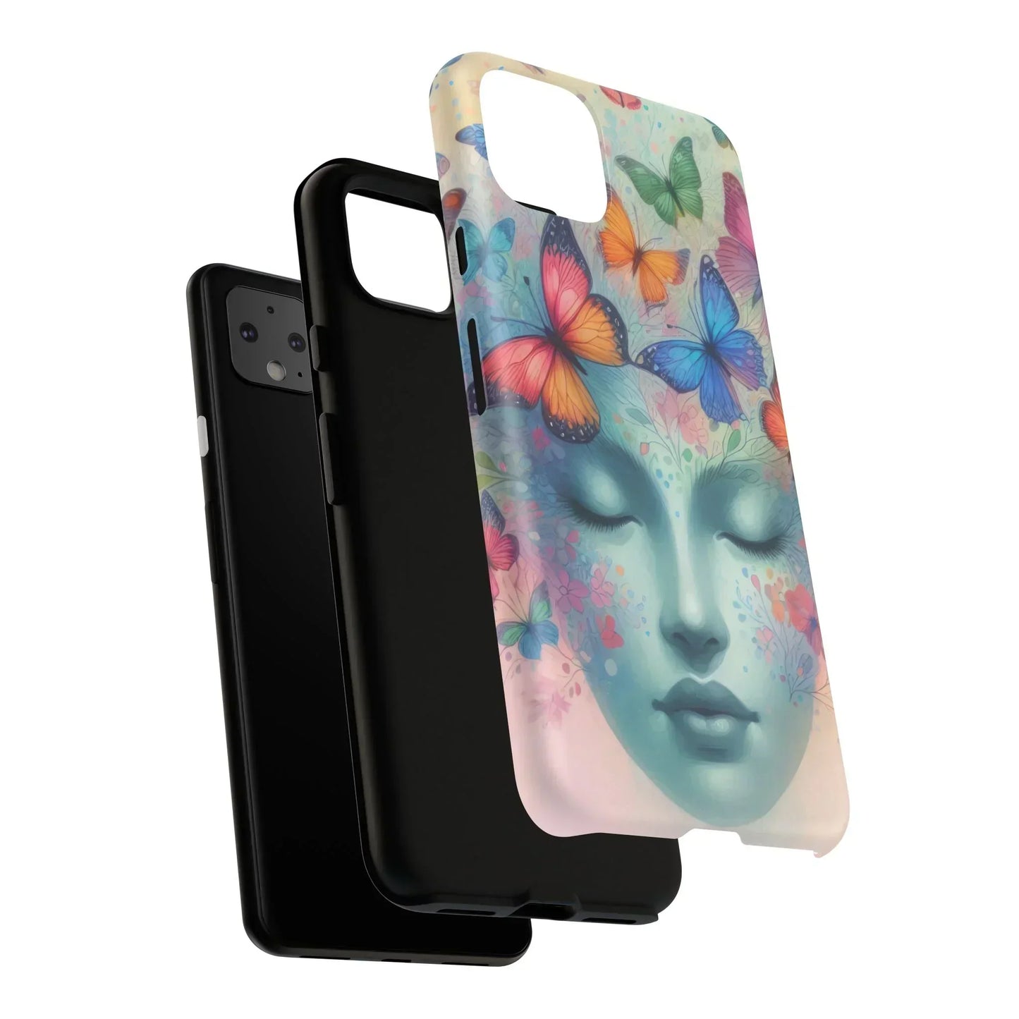 Butterfly Bloom Dreamy Woman Phone Case for Galaxy and Pixel - KarArmDesign
