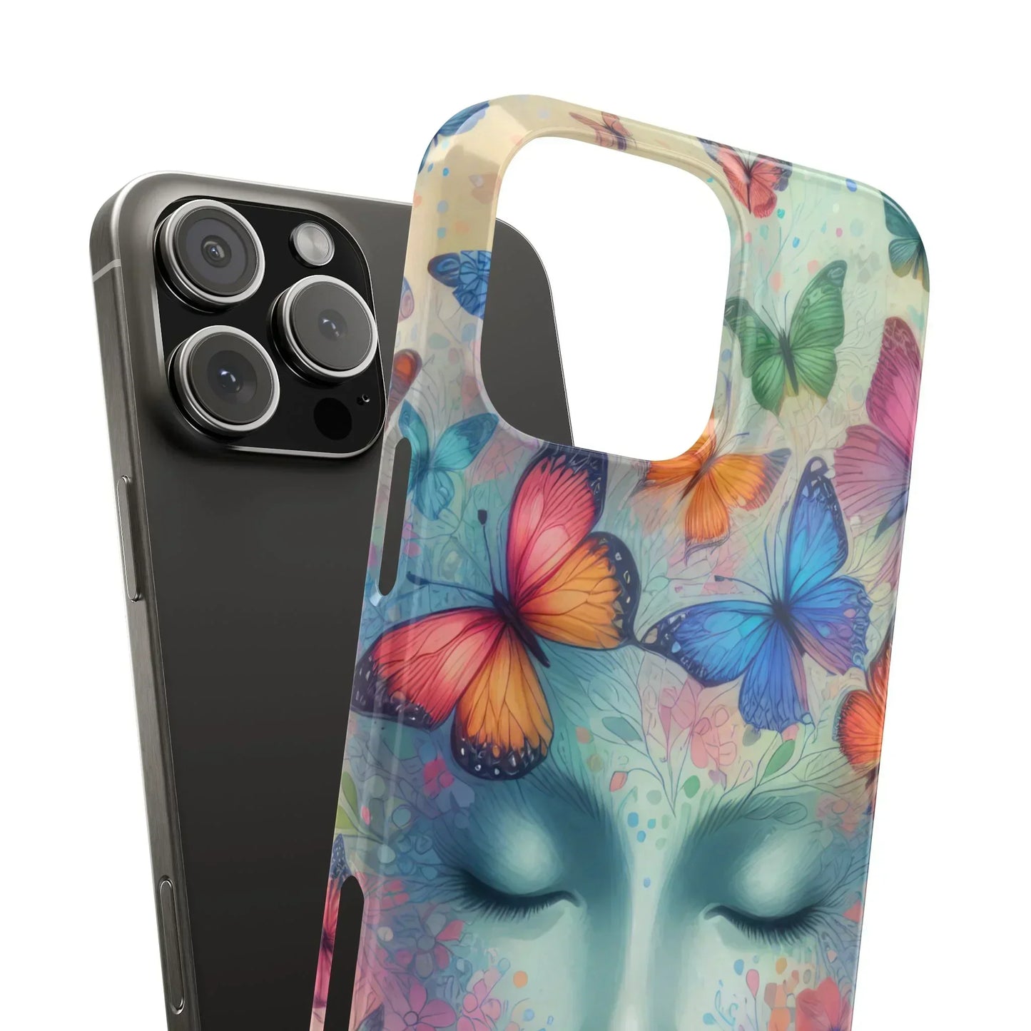 Butterfly Bloom Dreamy Woman with Closed Eyes Tough Phone Case for iPhone - KarArmDesign