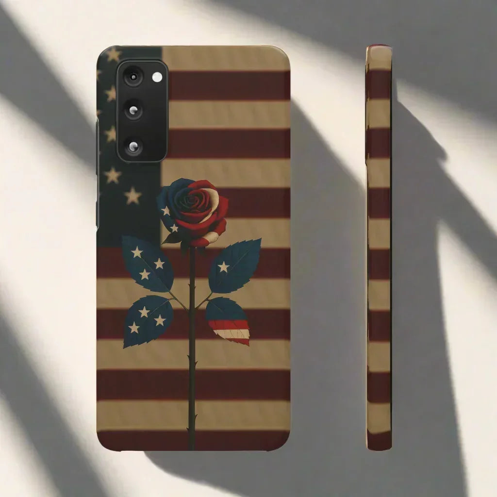 American Rose Flag Phone Case for iPhone 7-16 and Samsung Galaxy S10-S24 Models - KarArmDesign
