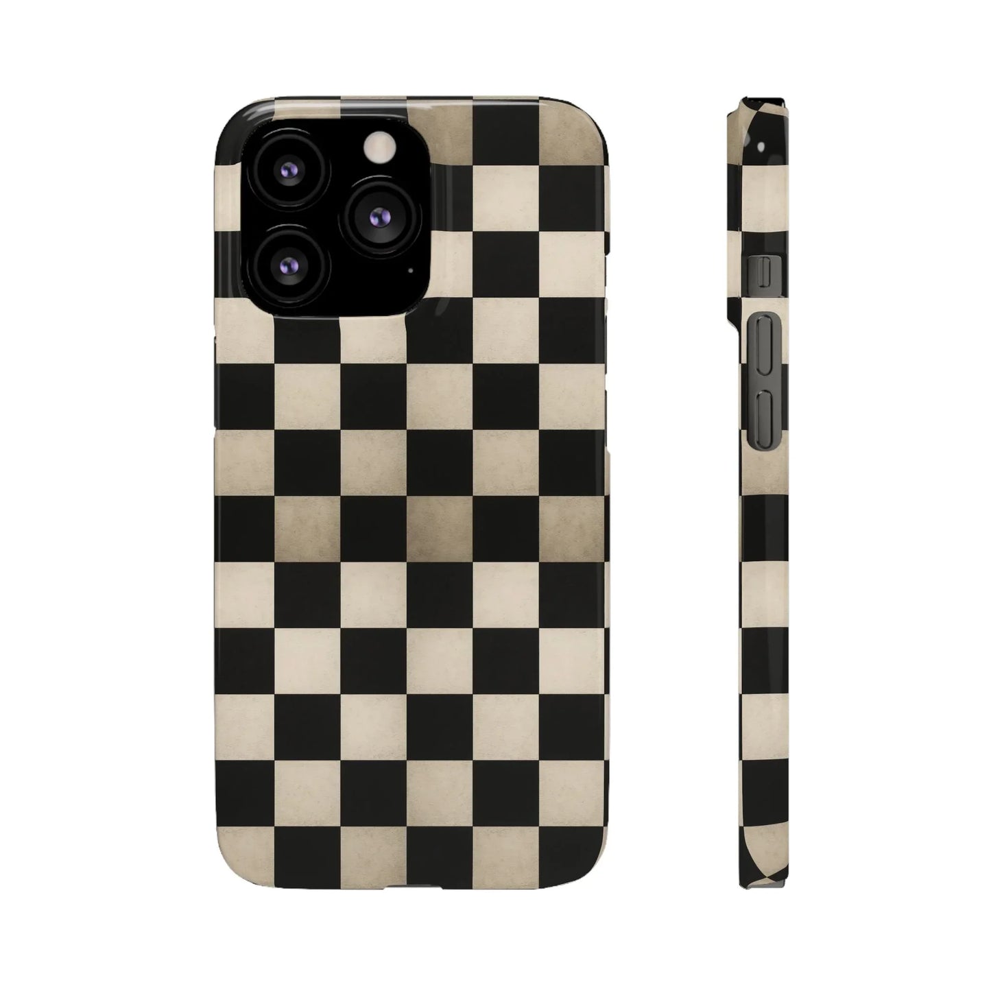 Stylish Matte Checker Phone Case for iPhone 7-16 and Samsung Galaxy S10-S24 Models - KarArmDesign