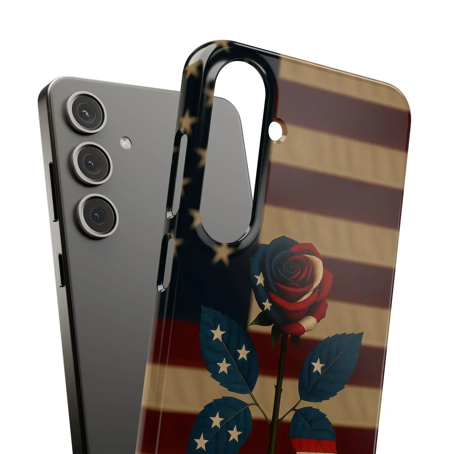 American Rose Flag Phone Case for iPhone 7-16 and Samsung Galaxy S10-S24 Models - KarArmDesign