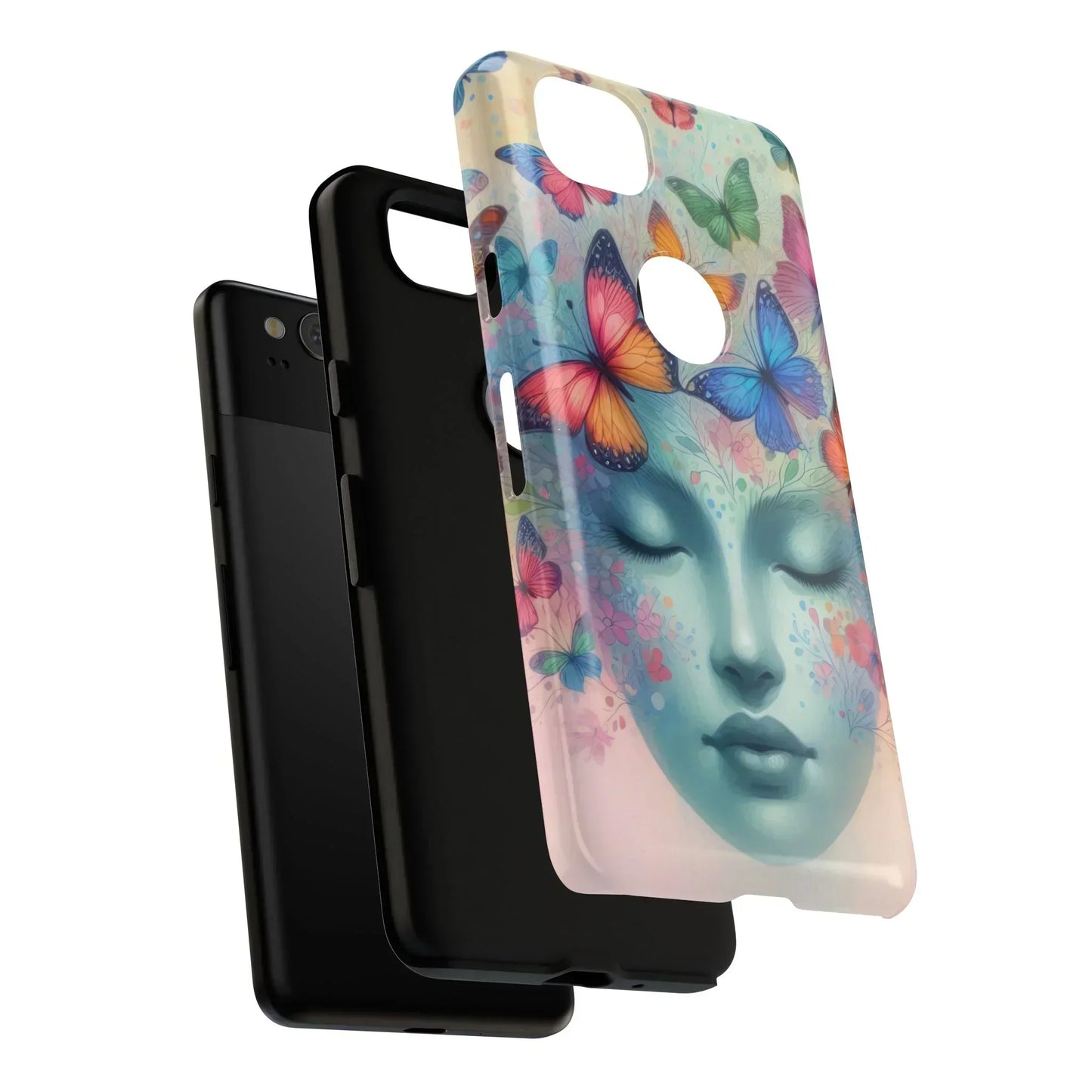 Butterfly Bloom Dreamy Woman Phone Case for Galaxy and Pixel - KarArmDesign