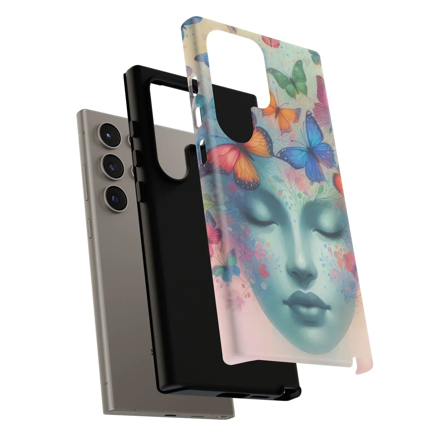 Butterfly Bloom Dreamy Woman Phone Case for Galaxy and Pixel - KarArmDesign