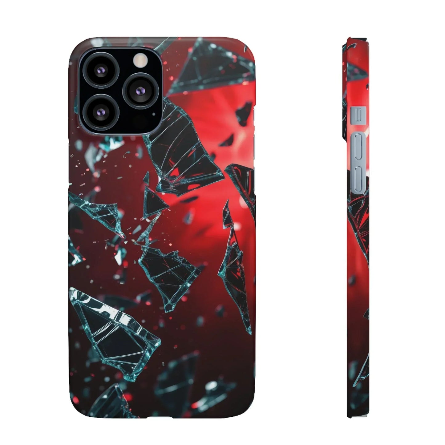 "Crimson Impact" Realistic Glass Shard Snap Phone Case for iPhone 7-16 and Samsung Galaxy S10-S24 Models - KarArmDesign