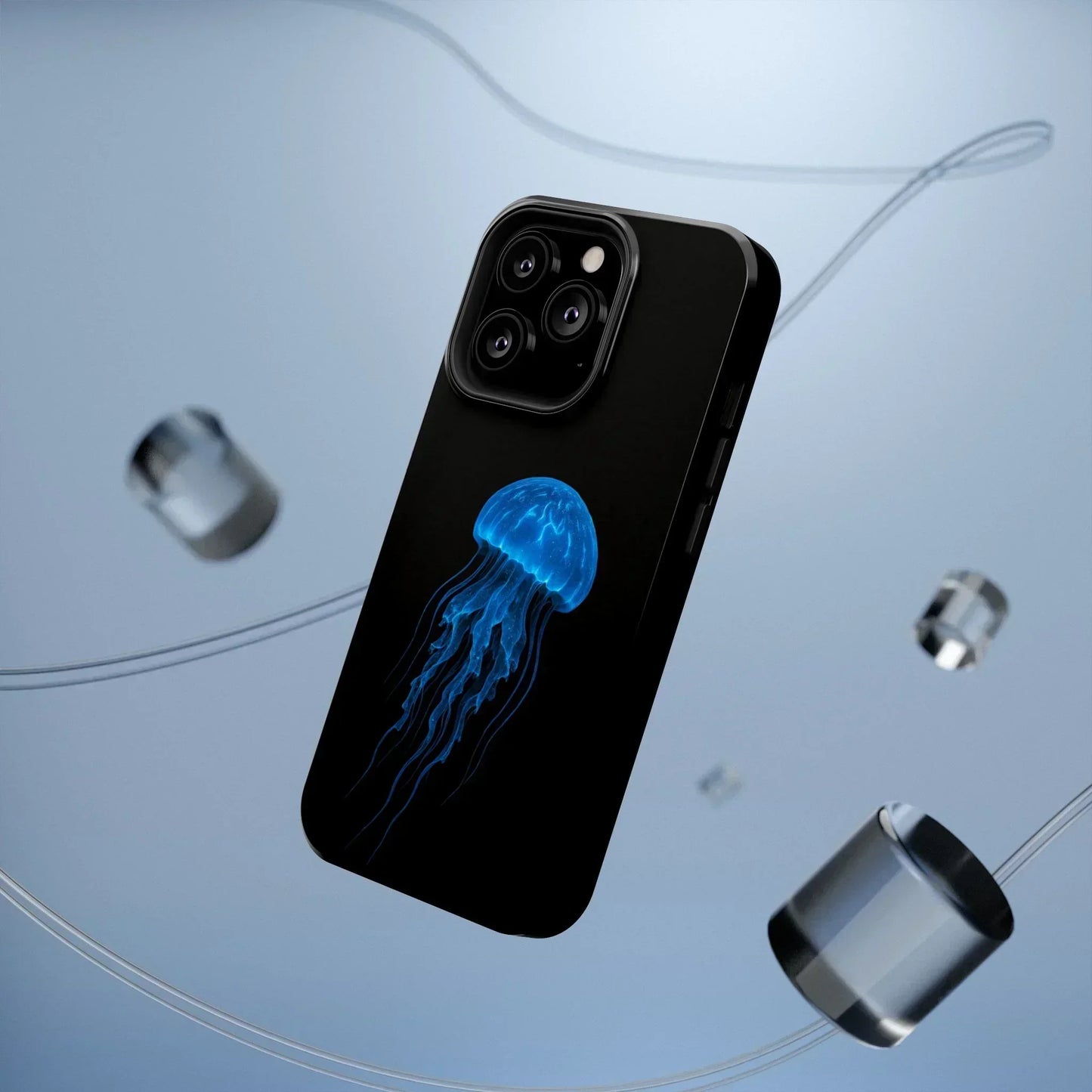 Blue Jellyfish Phone Case for iPhone 12-16 and Samsung Galaxy S21-S22 Models - KarArmDesign