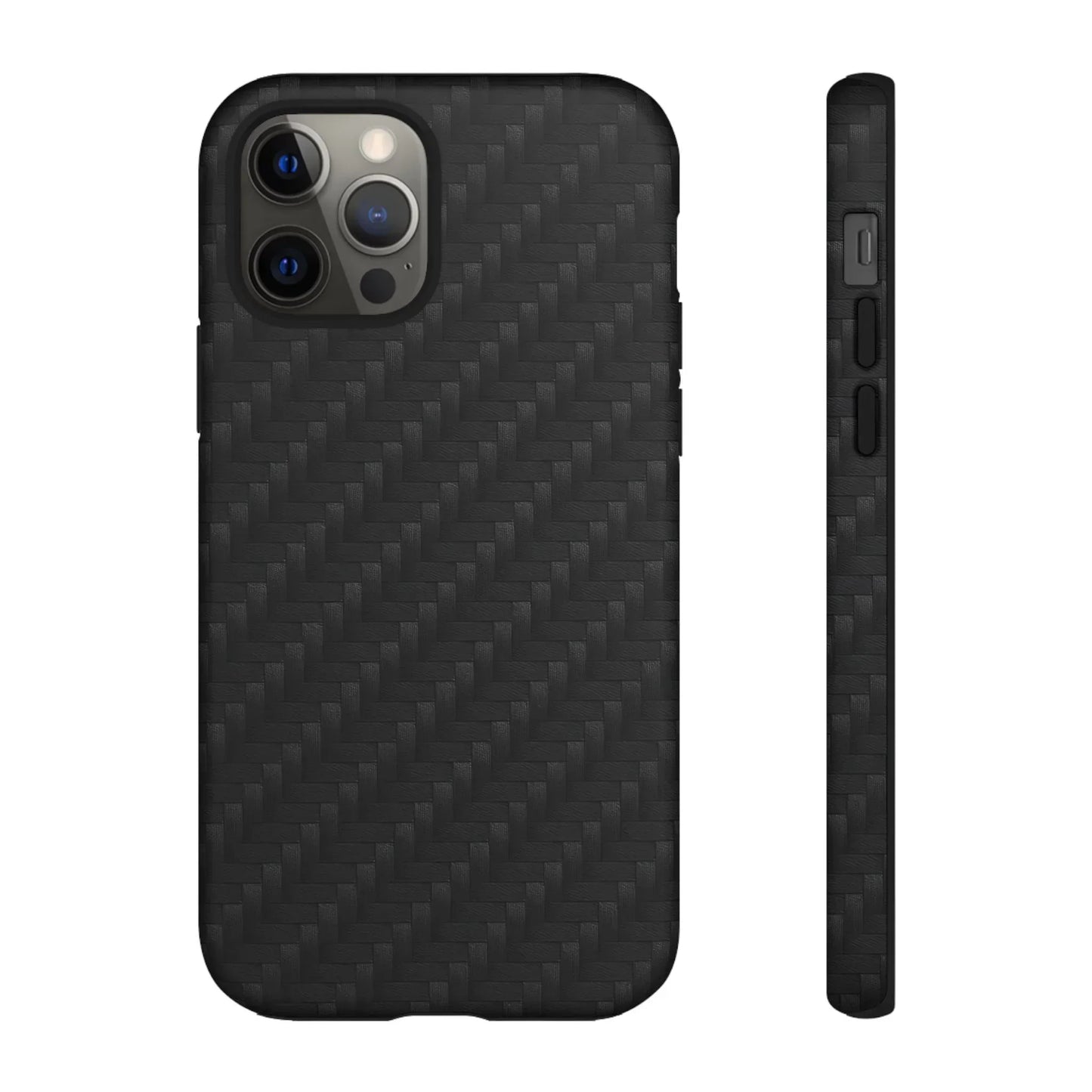 Black Carbon Phone Case Tough Case for iPhone 8-16 and Google Pixel up to 9 Models - KarArmDesign