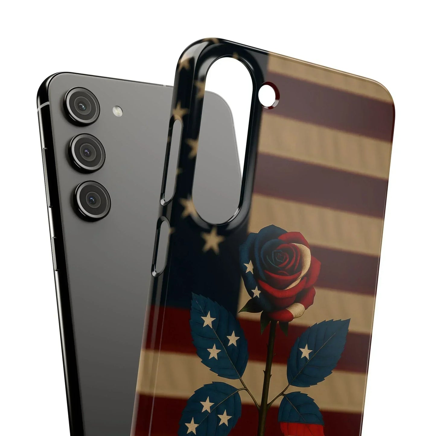 American Rose Flag Phone Case for iPhone 7-16 and Samsung Galaxy S10-S24 Models - KarArmDesign