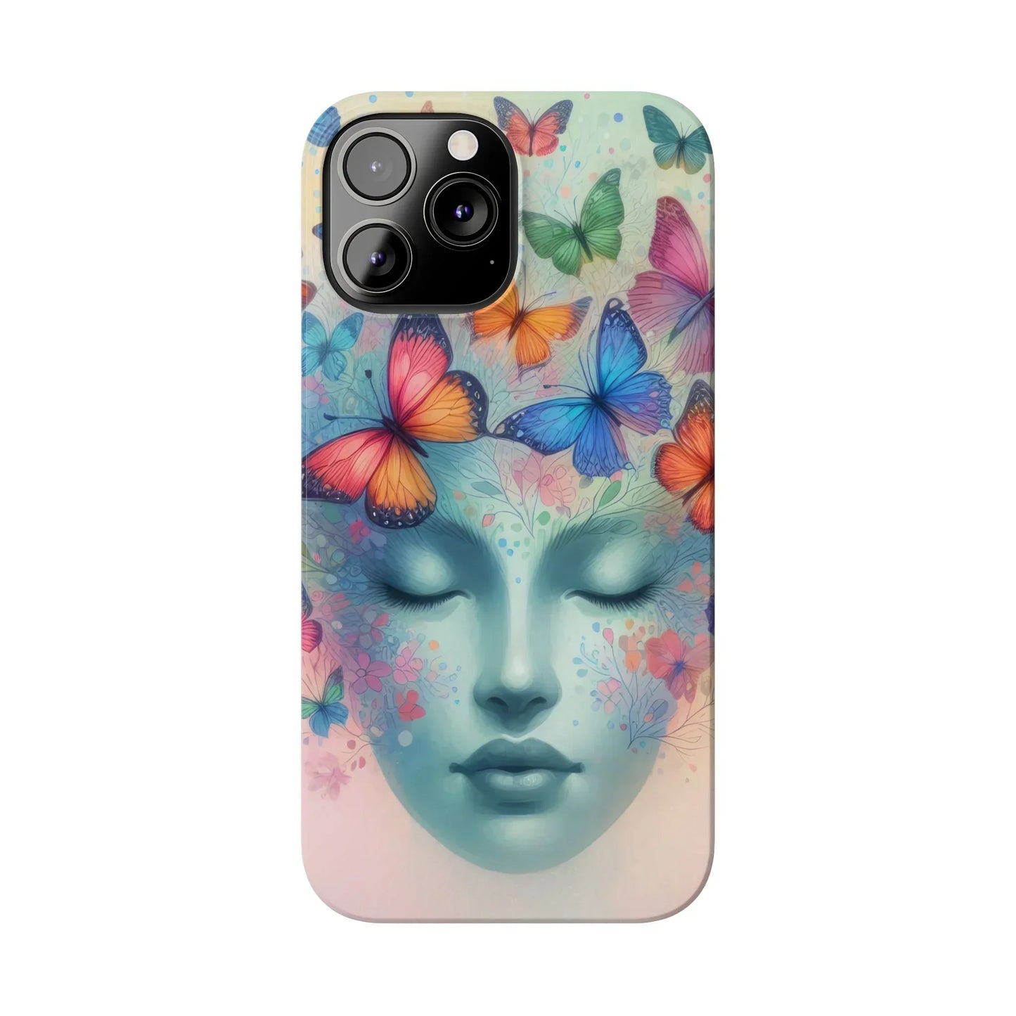 Butterfly Bloom Dreamy Woman with Closed Eyes Tough Phone Case for iPhone - KarArmDesign