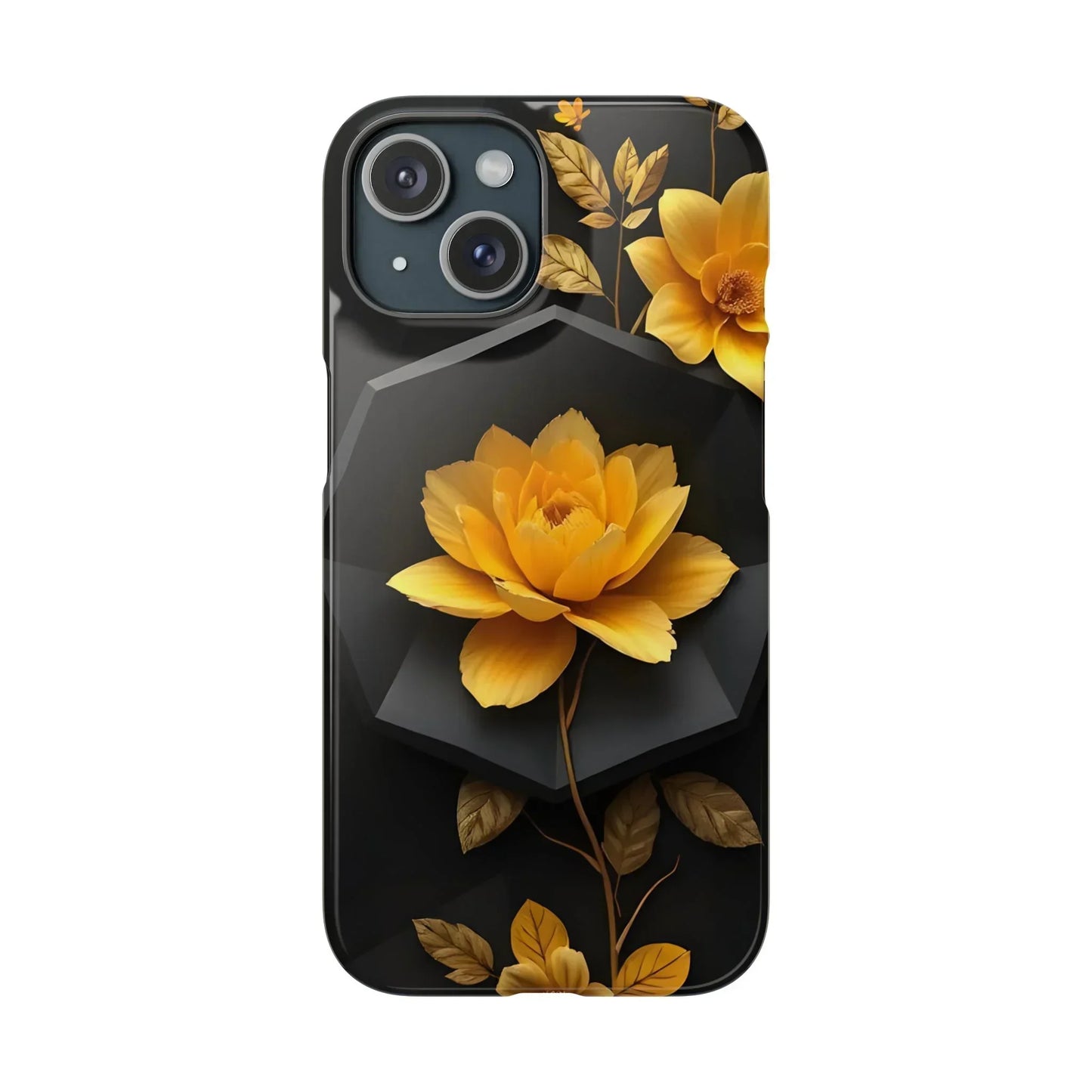 Yellow Floral Phone Case for iPhone 7-16 and Samsung Galaxy S10-S24 Models - KarArmDesign