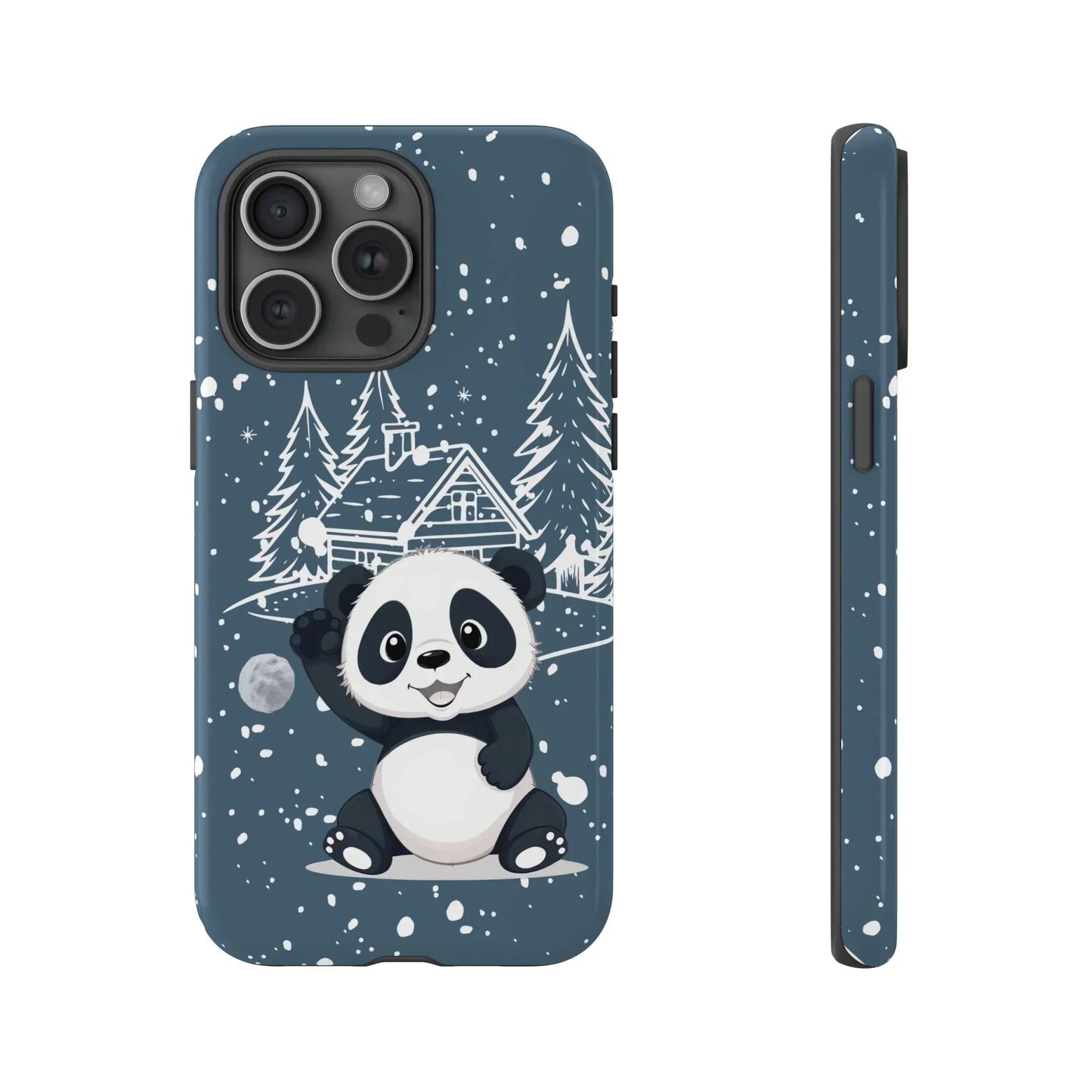 Cute Panda in a Winter Wonderland Phone Case for iPhone 8-16 Models - KarArmDesign