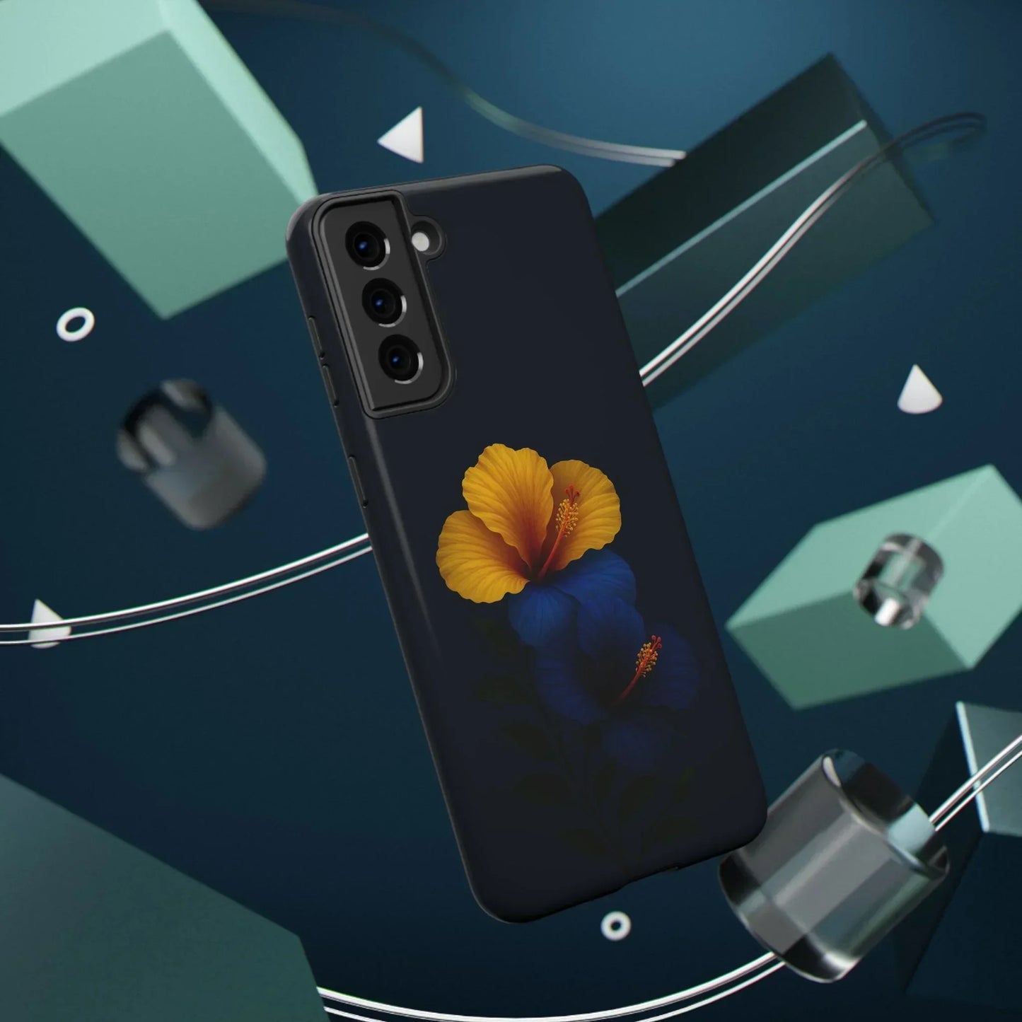 Elegant hibiscus phone case Impact-Resistant Cases for iPhone 12-16 and Samsung Galaxy S21-S22 Models - KarArmDesign