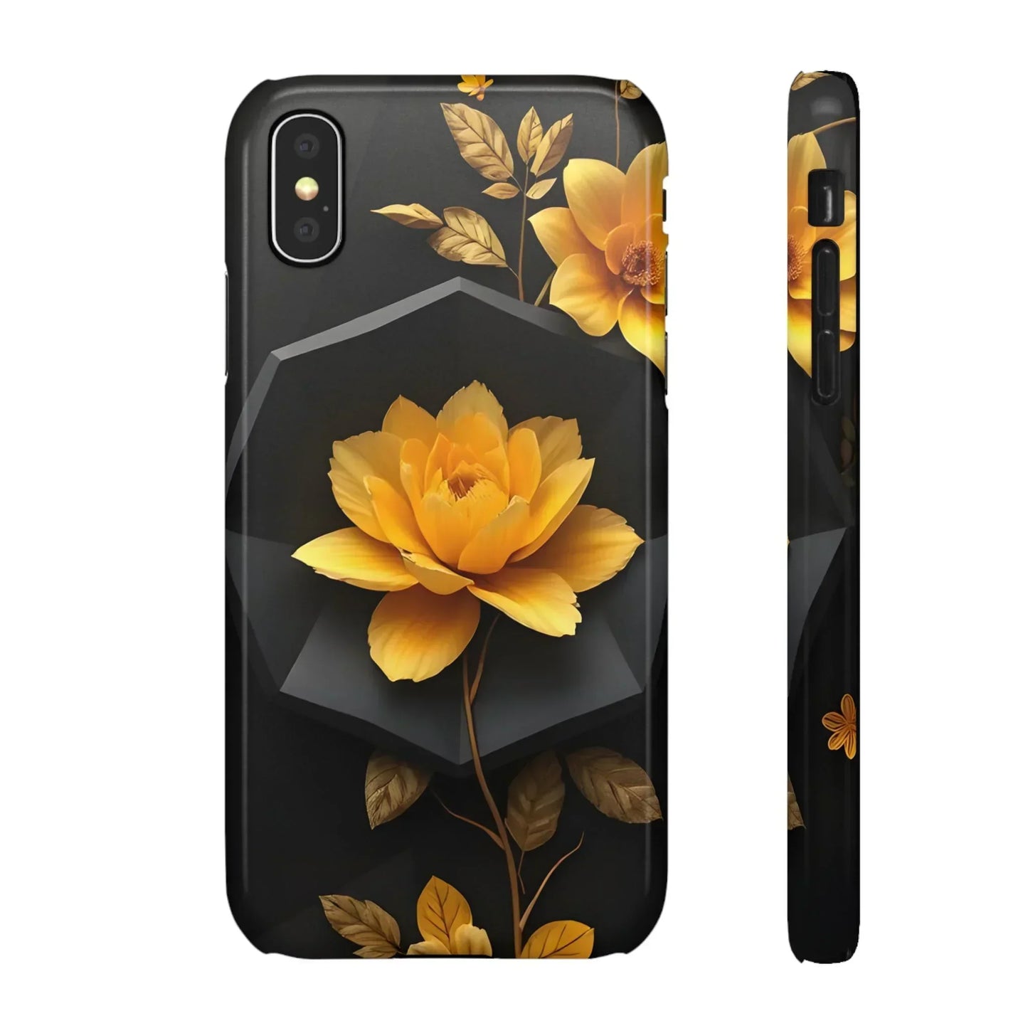 Yellow Floral Phone Case for iPhone 7-16 and Samsung Galaxy S10-S24 Models - KarArmDesign