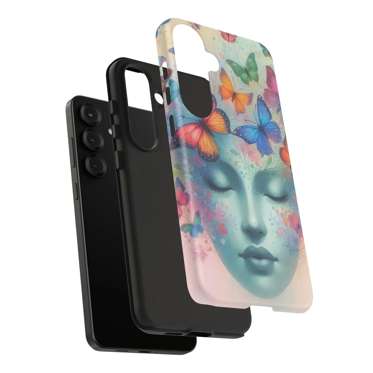 Butterfly Bloom Dreamy Woman Phone Case for Galaxy and Pixel - KarArmDesign