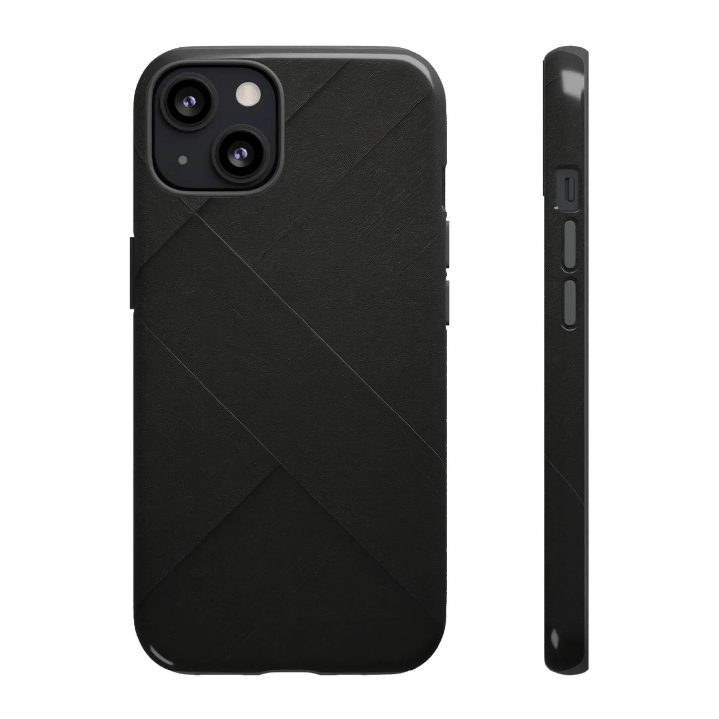 Matte Black Diagonal Line Phone Case for iPhone 8-16 and Galaxy S10-S25 Models - KarArmDesign