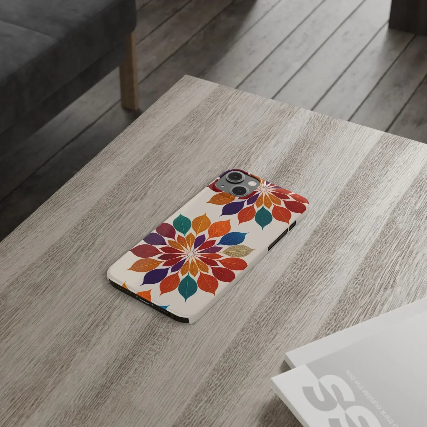 Leaf Mandala Botanical Burst Design Slim Phone Case for iPhone 7-16 Models - KarArmDesign