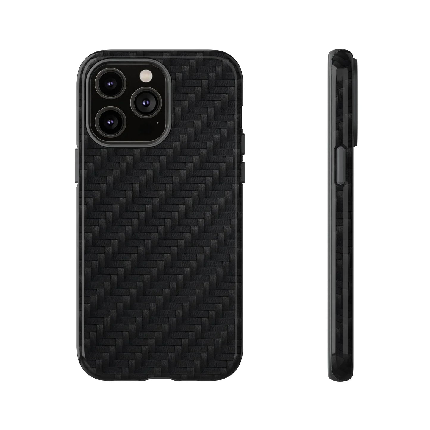 Black Carbon Phone Case Tough Case for iPhone 8-16 and Google Pixel up to 9 Models - KarArmDesign
