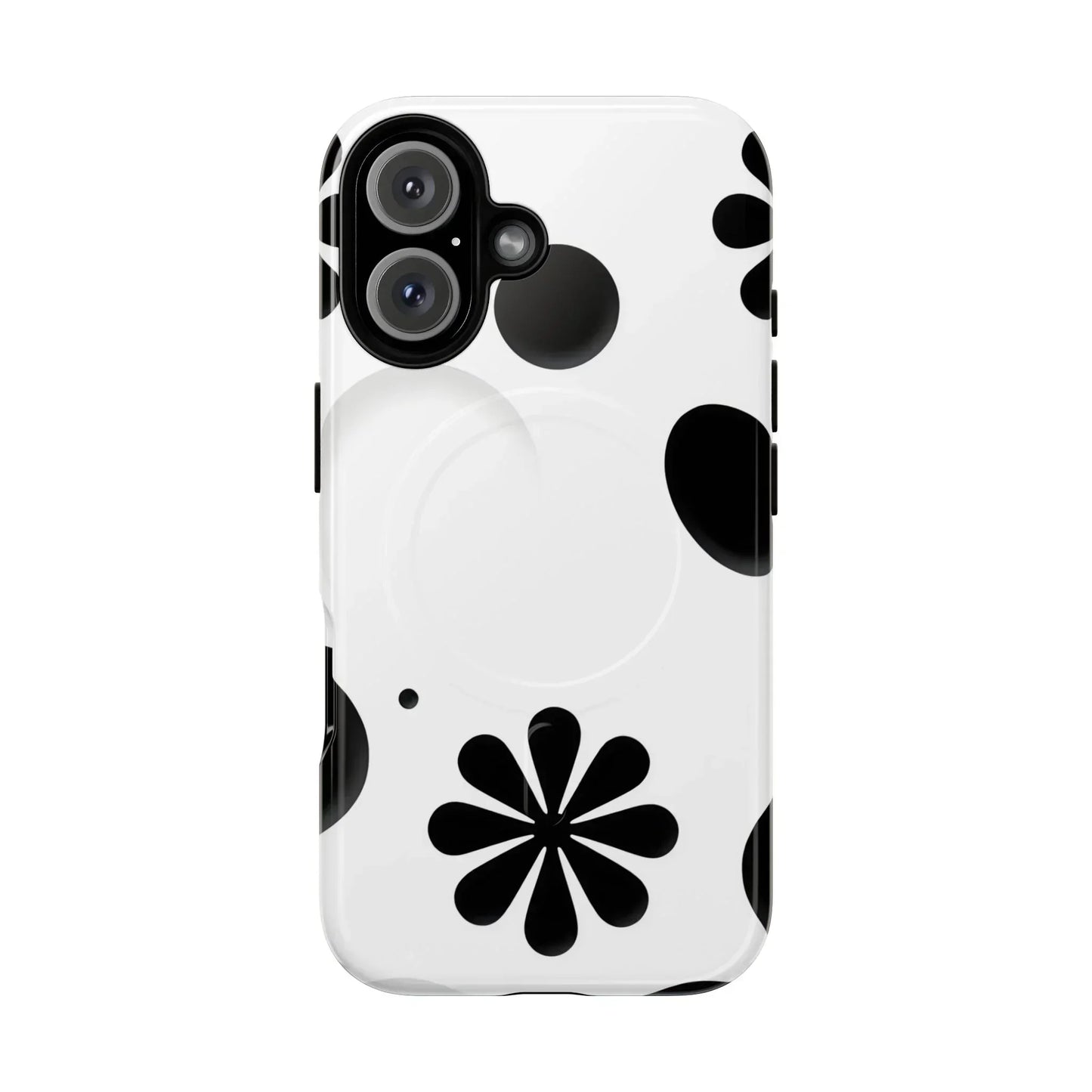 Elegant Black Floral Magnetic Phone Case for iPhone 14-16 Models - KarArmDesign