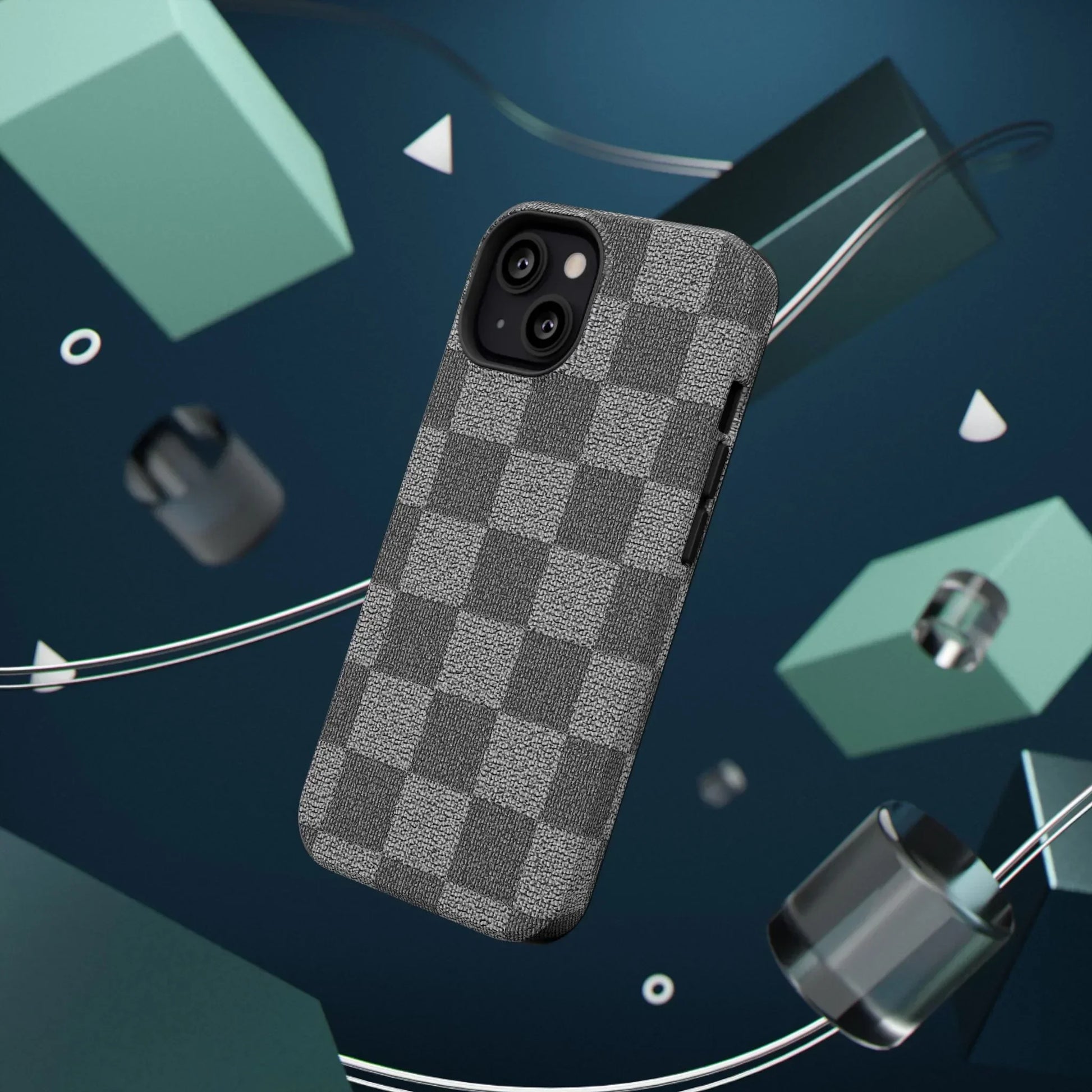Gray Checkered Phone Case for iPhone 12-16 and Galaxy S21-S22 Models - KarArmDesign