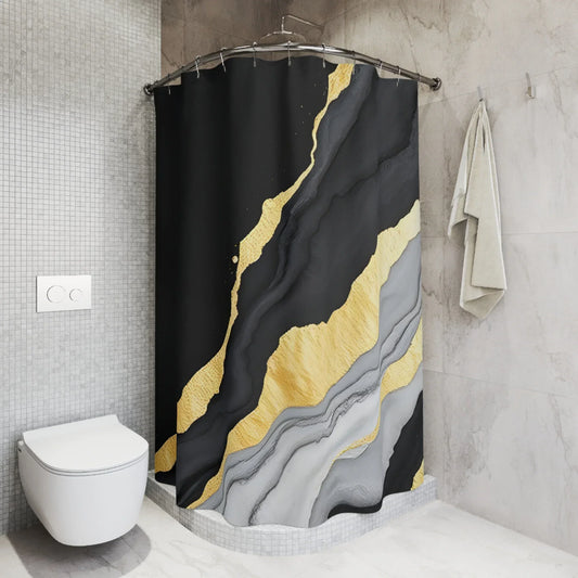 Modern Marble & Gold Elegant Shower Curtain - KarArmDesign
