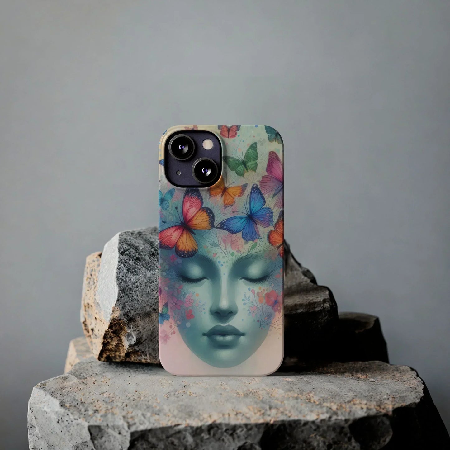 Butterfly Bloom Dreamy Woman with Closed Eyes Tough Phone Case for iPhone - KarArmDesign