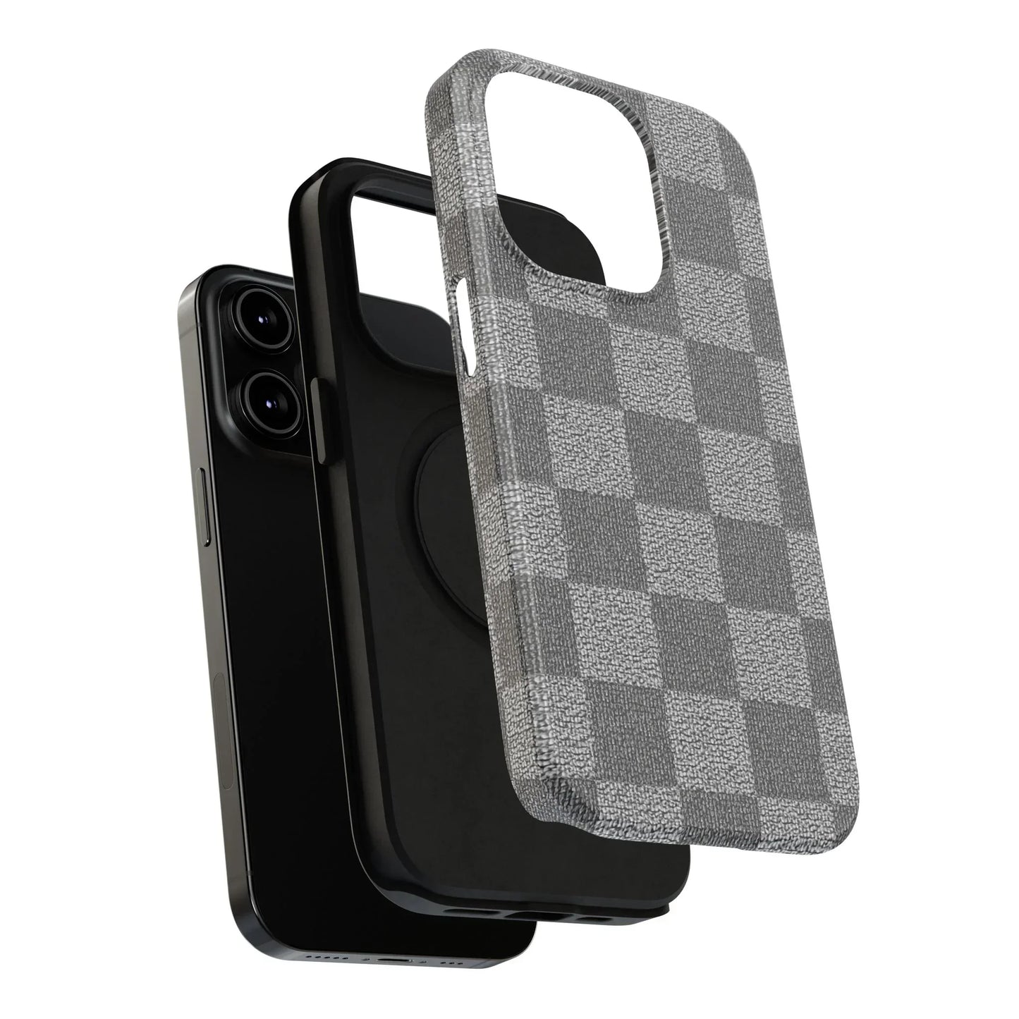 Gray Checkered Phone Case for iPhone 12-16 and Galaxy S21-S22 Models - KarArmDesign