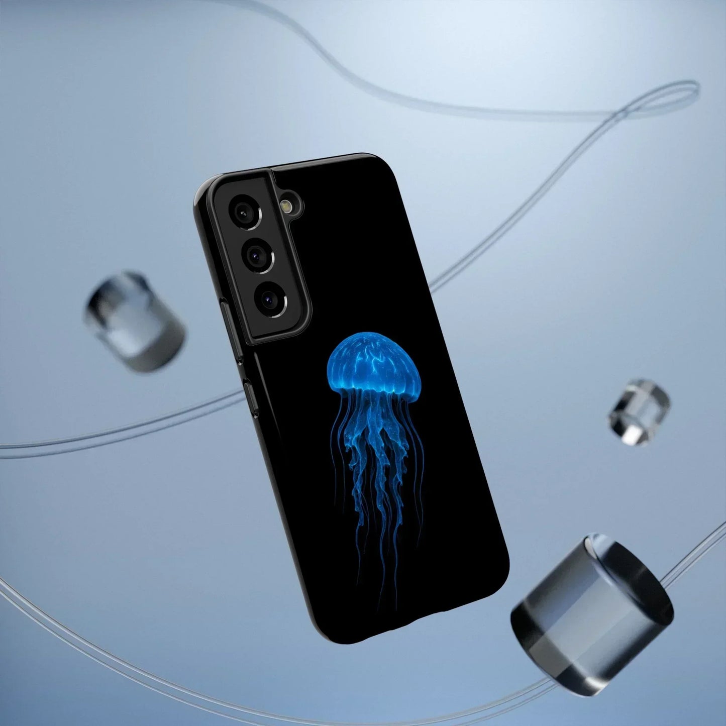 Blue Jellyfish Phone Case for iPhone 12-16 and Samsung Galaxy S21-S22 Models - KarArmDesign
