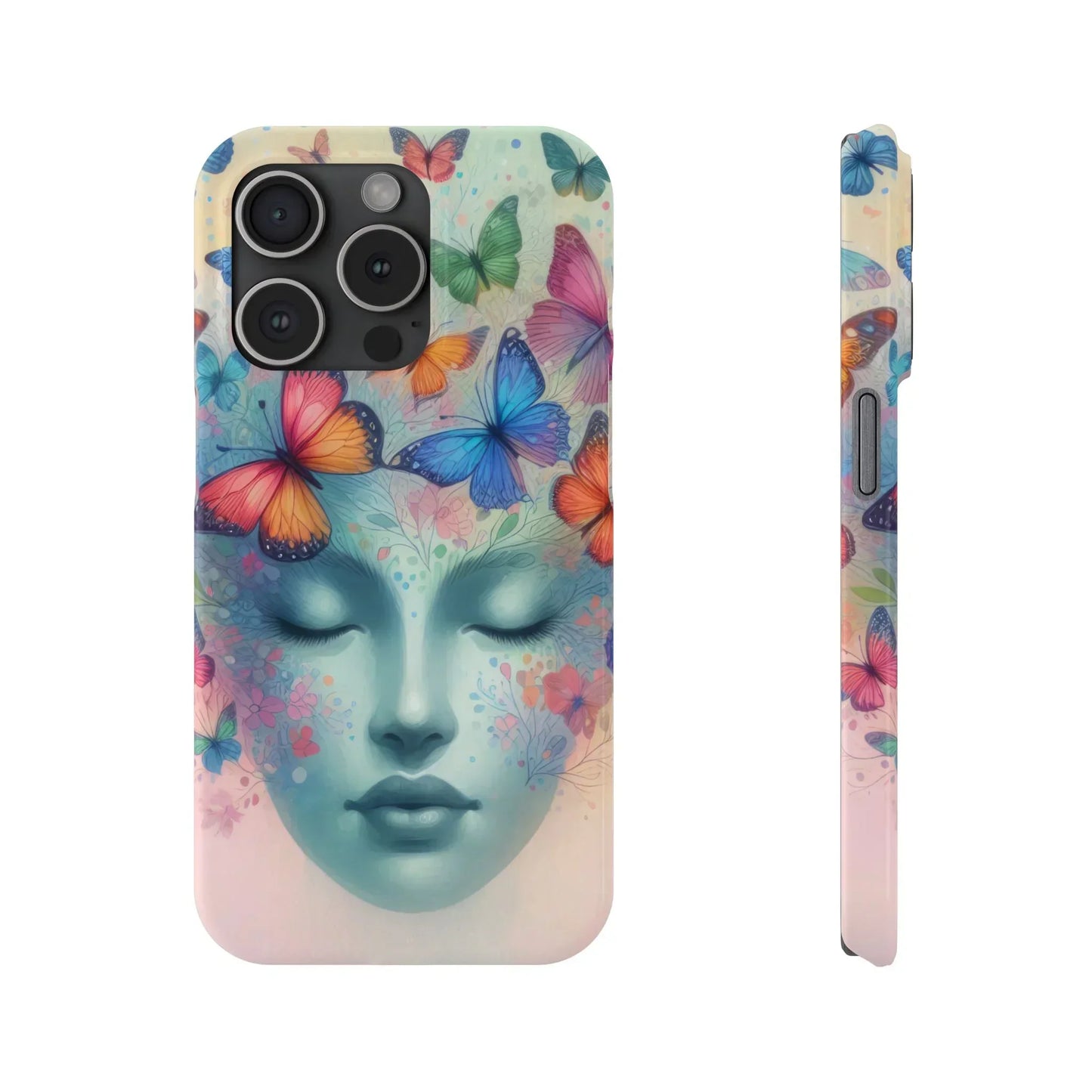 Butterfly Bloom Dreamy Woman with Closed Eyes Tough Phone Case for iPhone - KarArmDesign