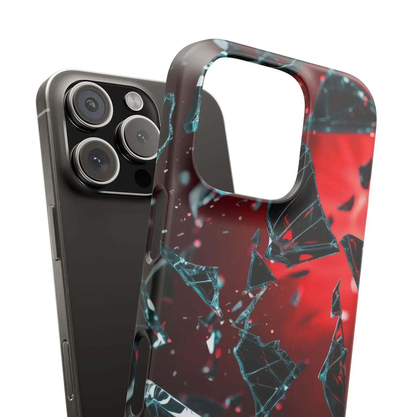 "Crimson Impact" Realistic Glass Shard Snap Phone Case for iPhone 7-16 and Samsung Galaxy S10-S24 Models - KarArmDesign