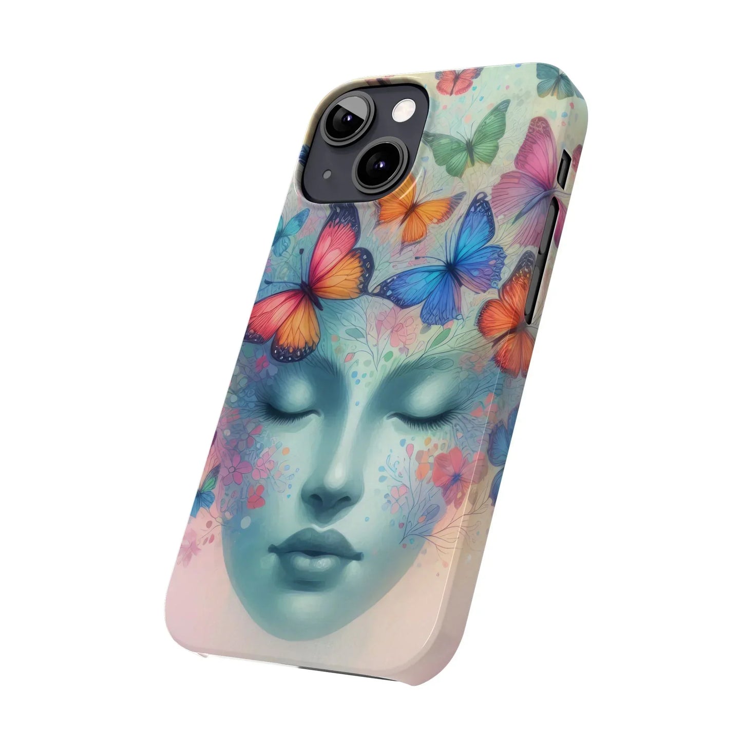 Butterfly Bloom Dreamy Woman with Closed Eyes Tough Phone Case for iPhone - KarArmDesign