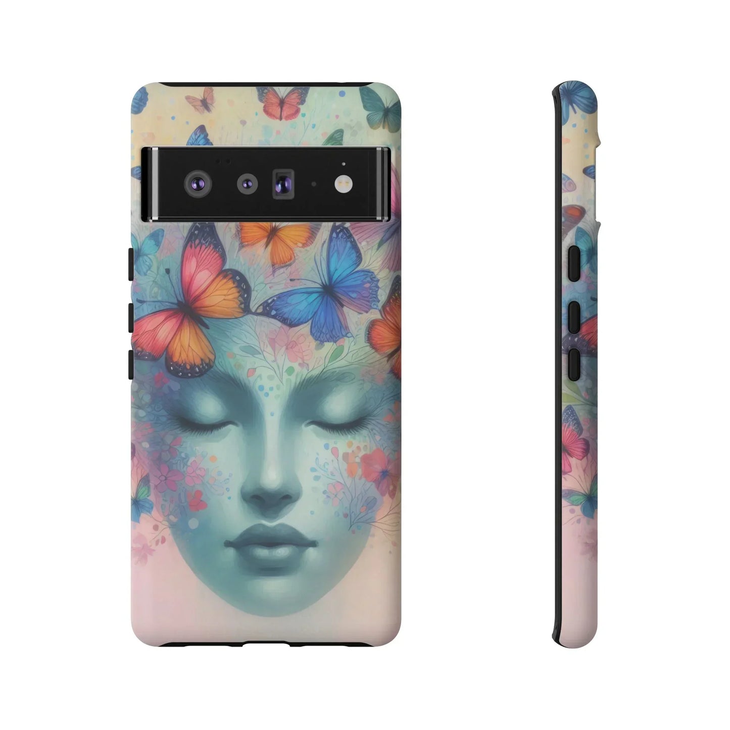Butterfly Bloom Dreamy Woman Phone Case for Galaxy and Pixel - KarArmDesign