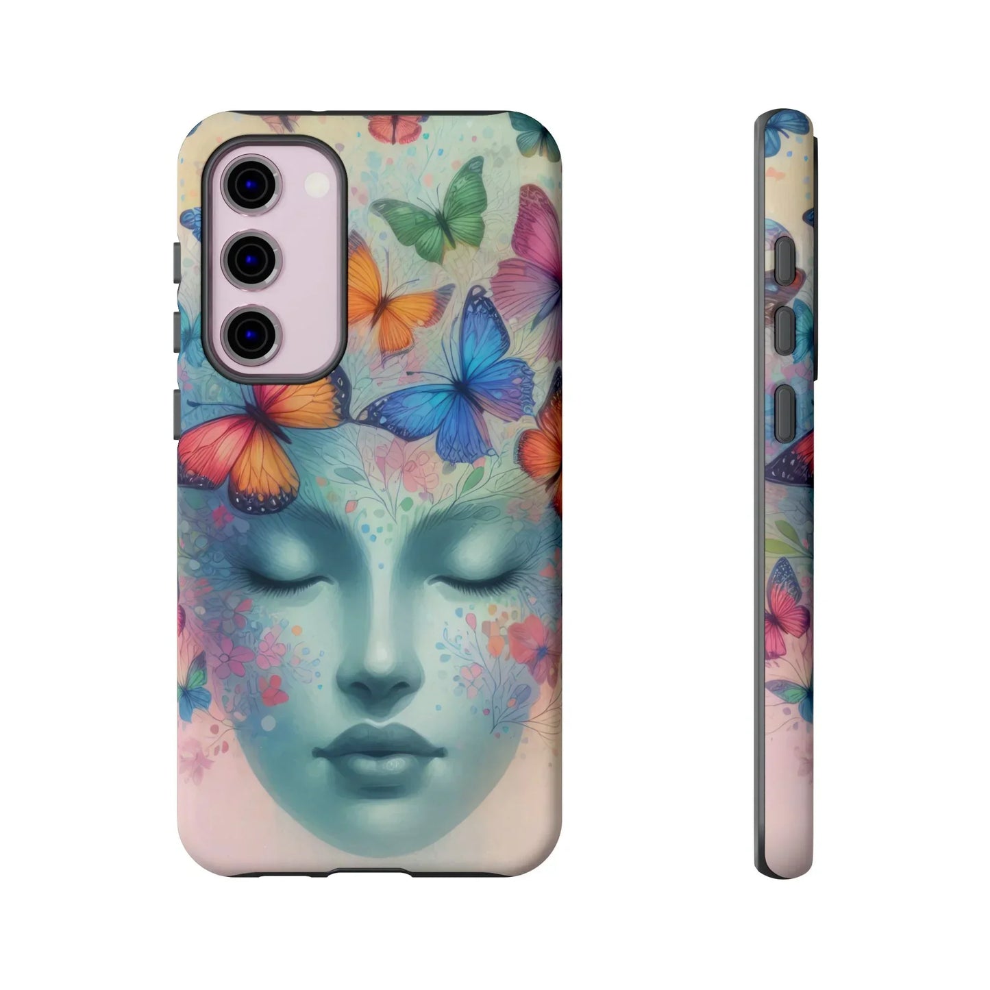 Butterfly Bloom Dreamy Woman Phone Case for Galaxy and Pixel - KarArmDesign