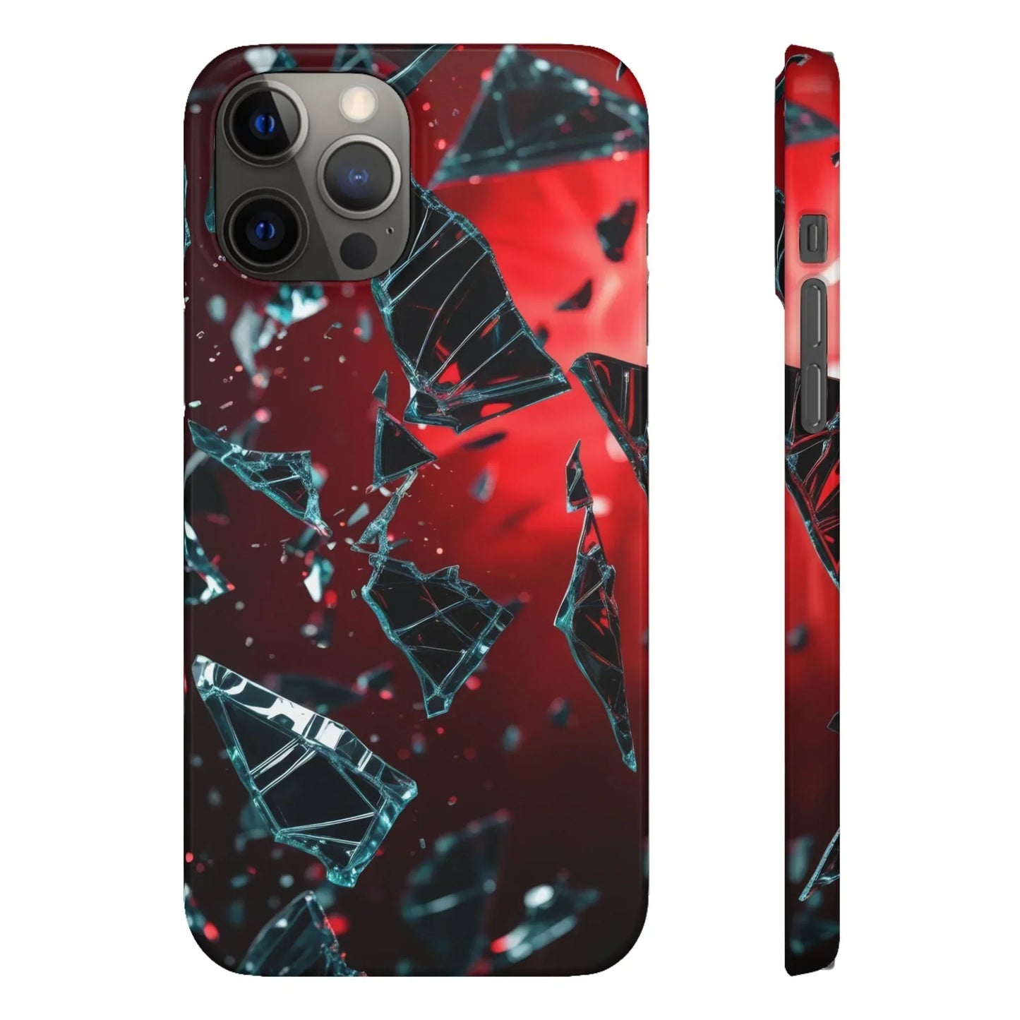 "Crimson Impact" Realistic Glass Shard Snap Phone Case for iPhone 7-16 and Samsung Galaxy S10-S24 Models - KarArmDesign