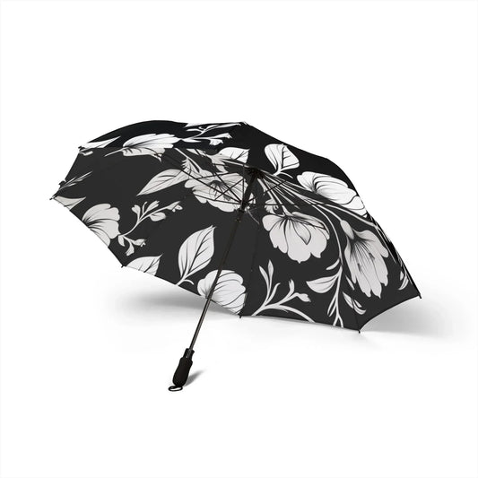 Elegant Black and White Floral Umbrella - KarArmDesign